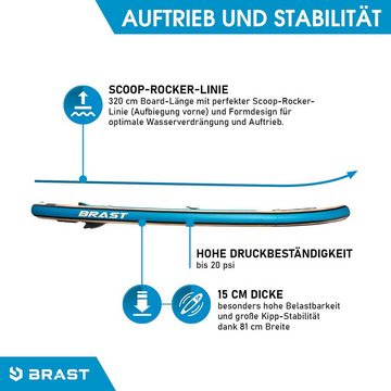 BRAST SUP-Board Tribal Ocean Sixties & Turtle, Aufblasbares Stand up Paddle Set, (320x81x15cm viele Modelle), incl. Zubehör, 5 Jahre Garantie, Fußschlaufe Paddel Pumpe Rucksack