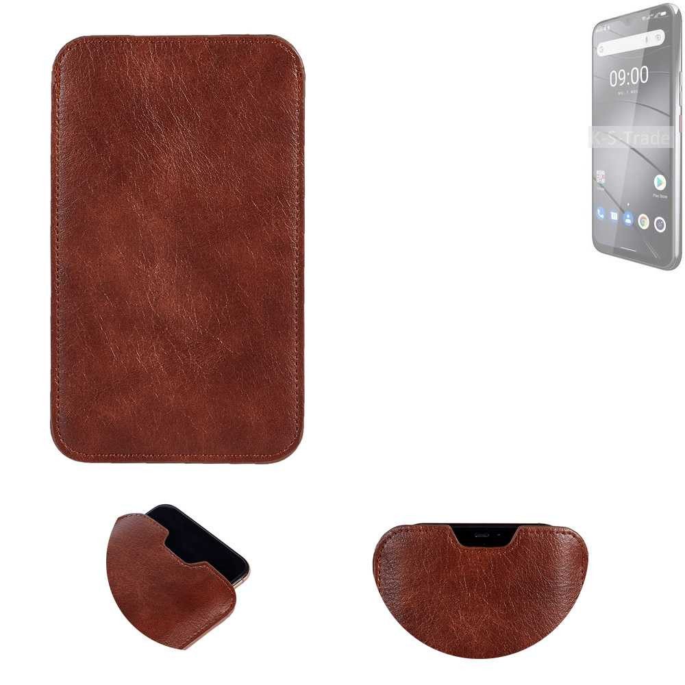 K-S-Trade Handyhülle für Gigaset GS5 Pro SE, Schutzhülle Handyhülle Handytasche Kunstleder Sleeve in braun