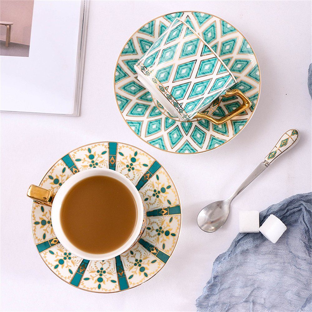 (1-tlg), mit Dekorative Löffel, und Teetasse Keramik-Kaffeebecher-Set Untertassen Kaffeebecher-Geschenkset, Ceramic Set Kaffeeservice Teetasse