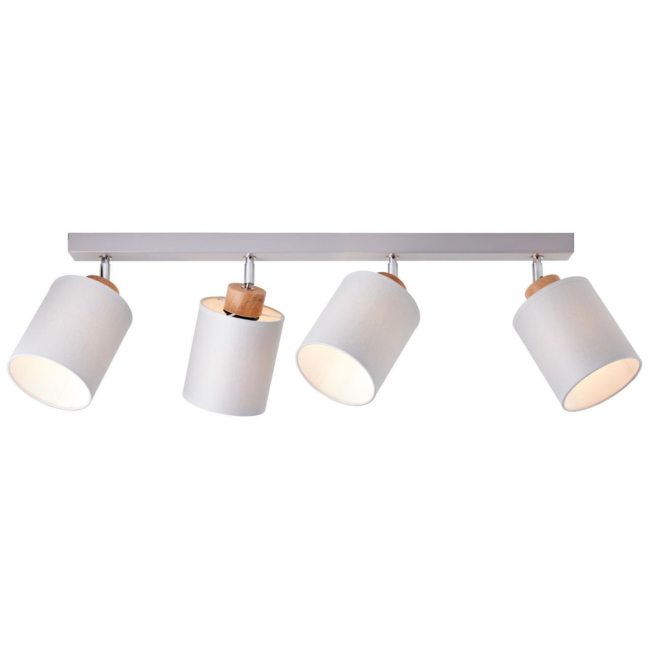 Brilliant Deckenleuchte Vonnie, Lampe, Vonnie Spotbalken 4flg grau/holz, Metall/Holz/Textil, 4x A60, E | Deckenlampen