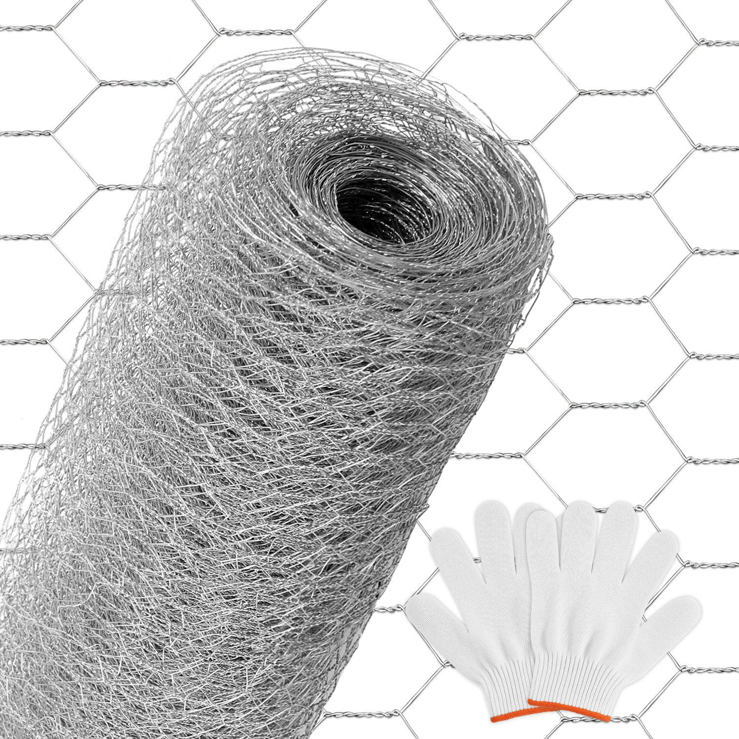 Clanmacy Maschendrahtzaun Maschendrahtzaun Sechseckgeflecht 0.5x25m verzinkt - Für Garten Silber