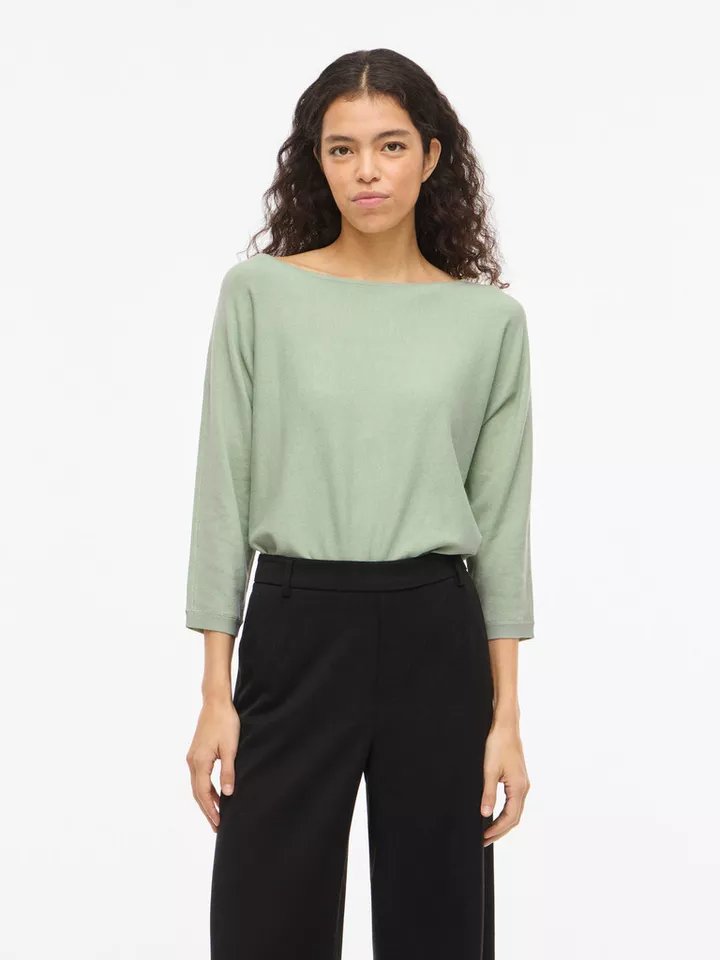 Vila 3/4 Arm-Pullover VIMALU BOATNECK 3/4 SLEEVE KNIT TOP-NOOS Materialmix, loose fit