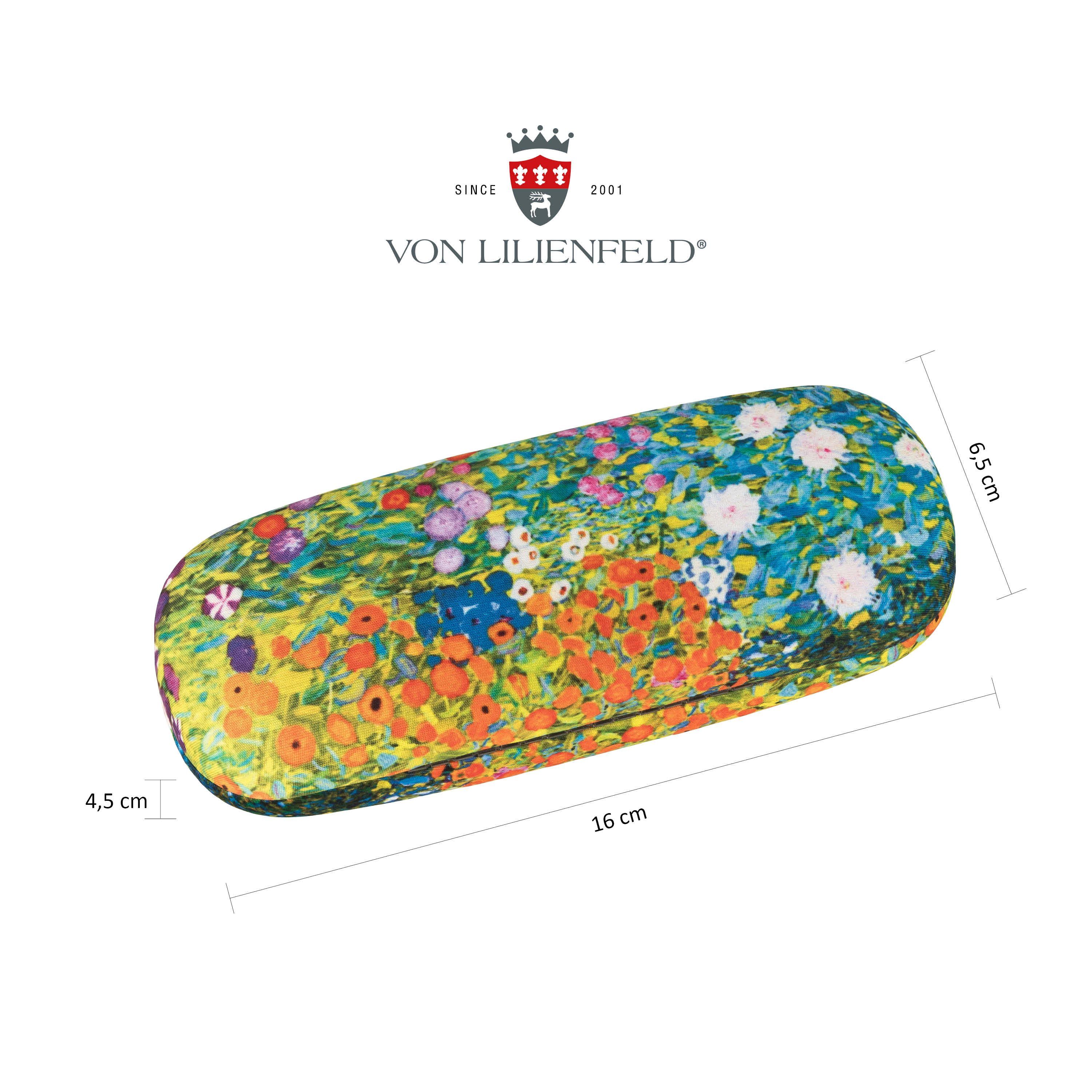 von Lilienfeld Brillenetui Gustav Klimt Bauerngarten Kunst Brillenbox Brillenputztuch, stabiles mit Mikrofaser bezogenes Hardcase