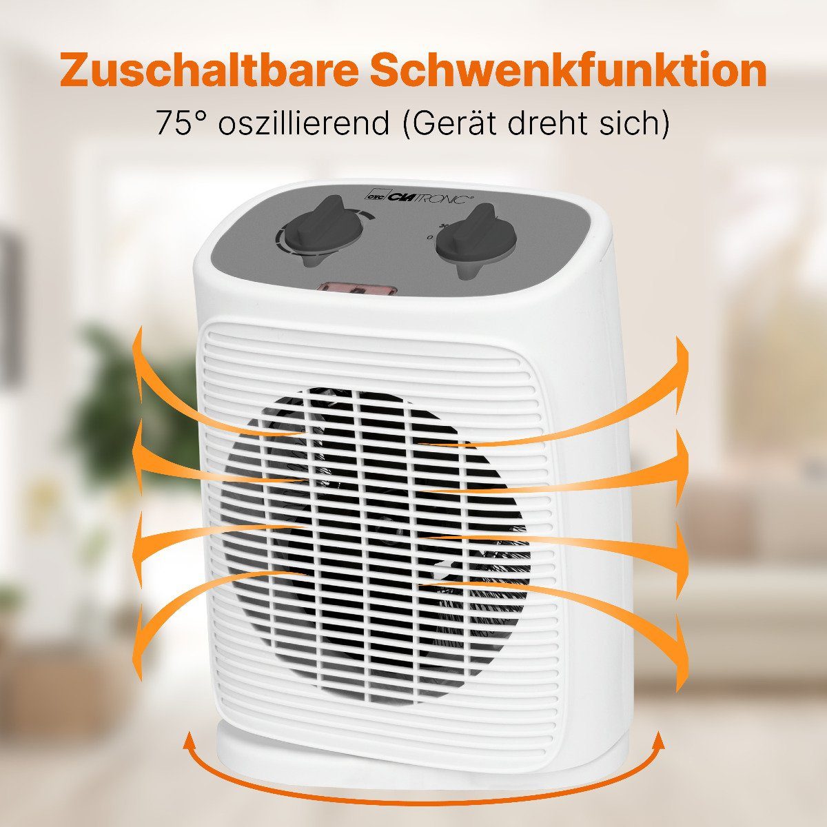 3800, Heizlüfter CLATRONIC inkl. Ventilatorfunktion, oszillierend Heizlüfter HL