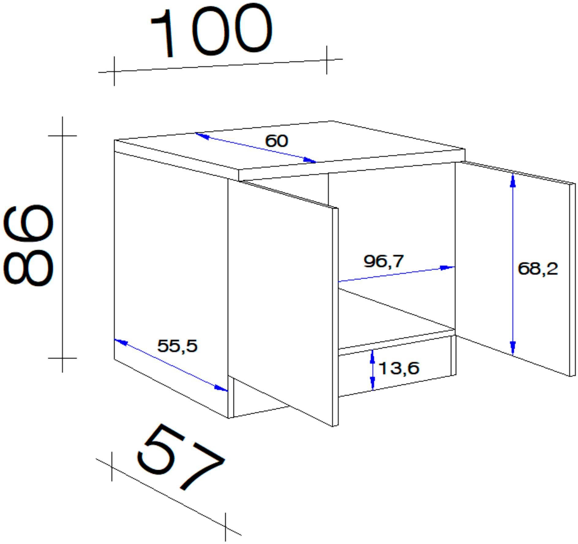 x Einbauspüle inkl. Spülenschrank H 60 T) Nepal x 100 x x cm, 85/86 (B Flex-Well