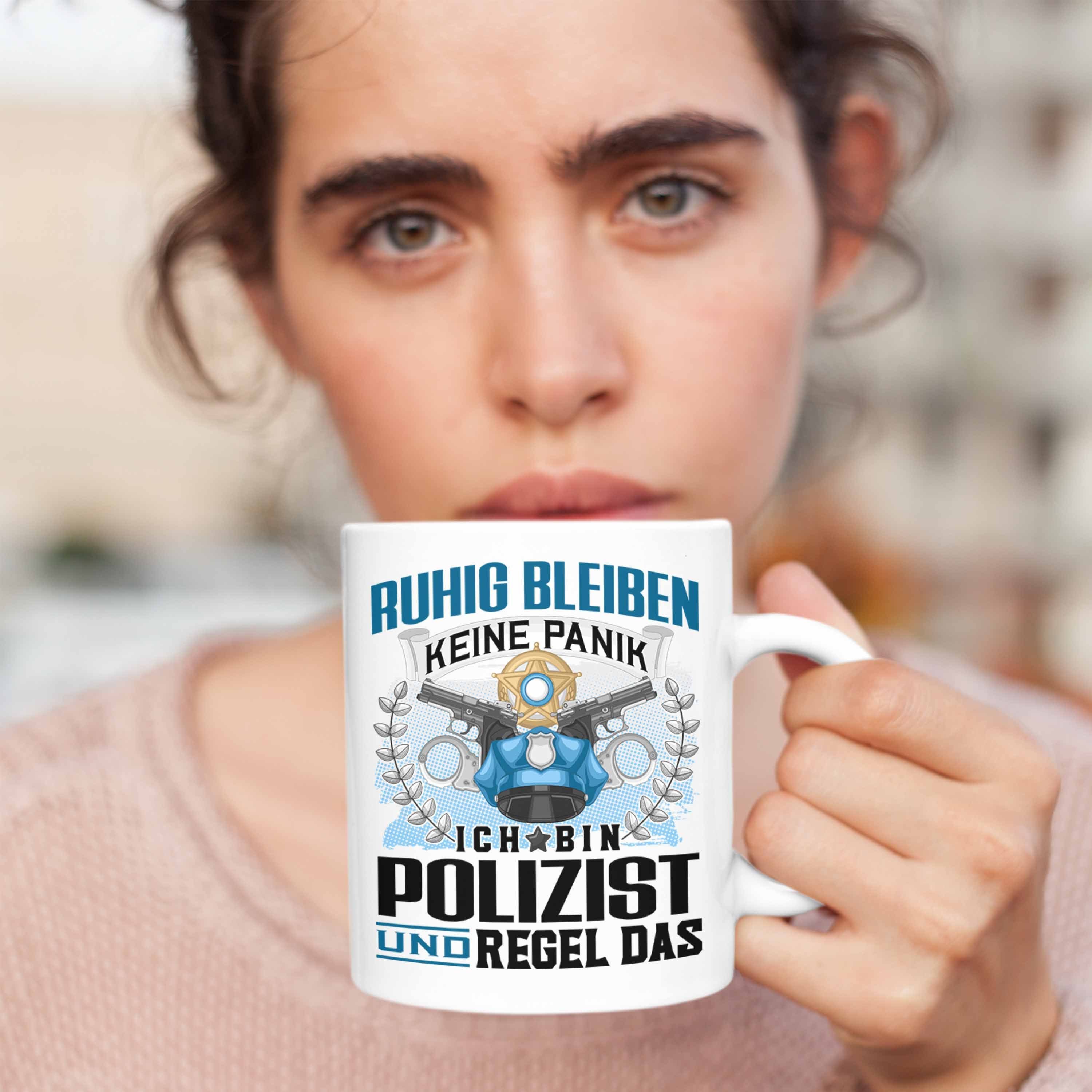 Weiss Trendation Trendation für Polizist Geschenk Spruch Männer Lustiger Ruhig Tasse Tasse -