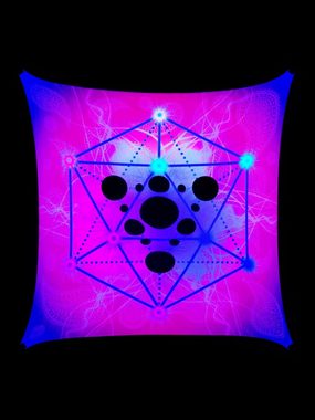 Wandteppich Schwarzlicht Segel Spandex Goa "Sacred Geometry One", 2,25x2,2, PSYWORK, UV-aktiv, leuchtet unter Schwarzlicht