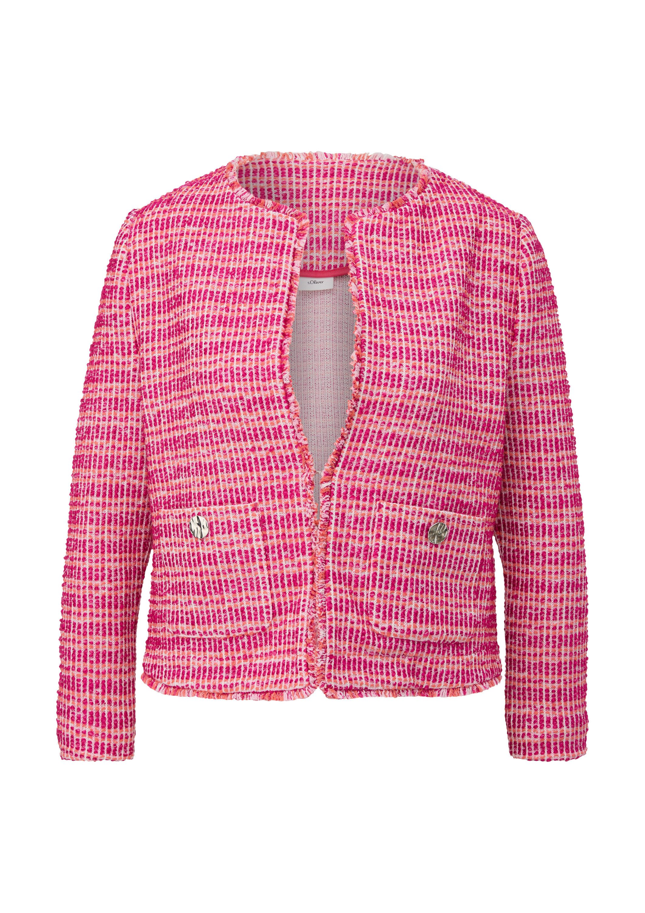 s.Oliver Funktionsjacke Indoor-Jacke Verkürzte Tweed-Jacke mit ausgefranste günstig online kaufen