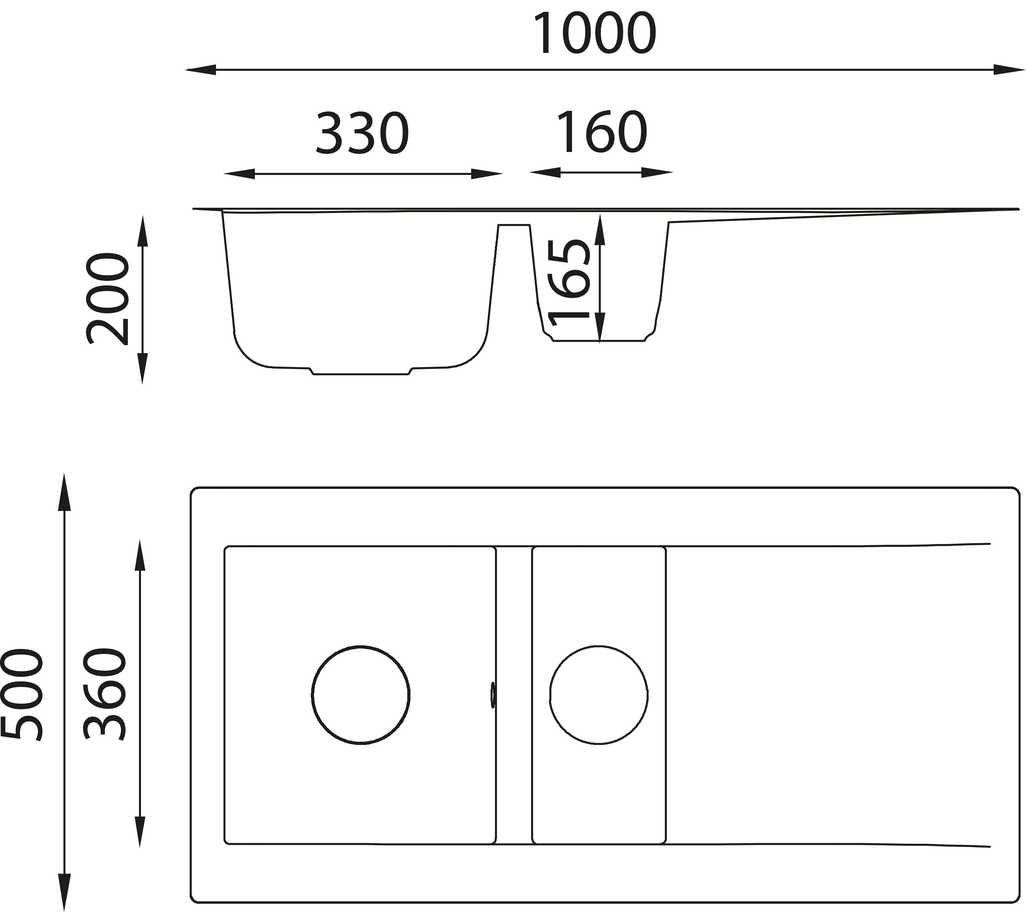 RESPEKTA built-in sink, 100/50 cm