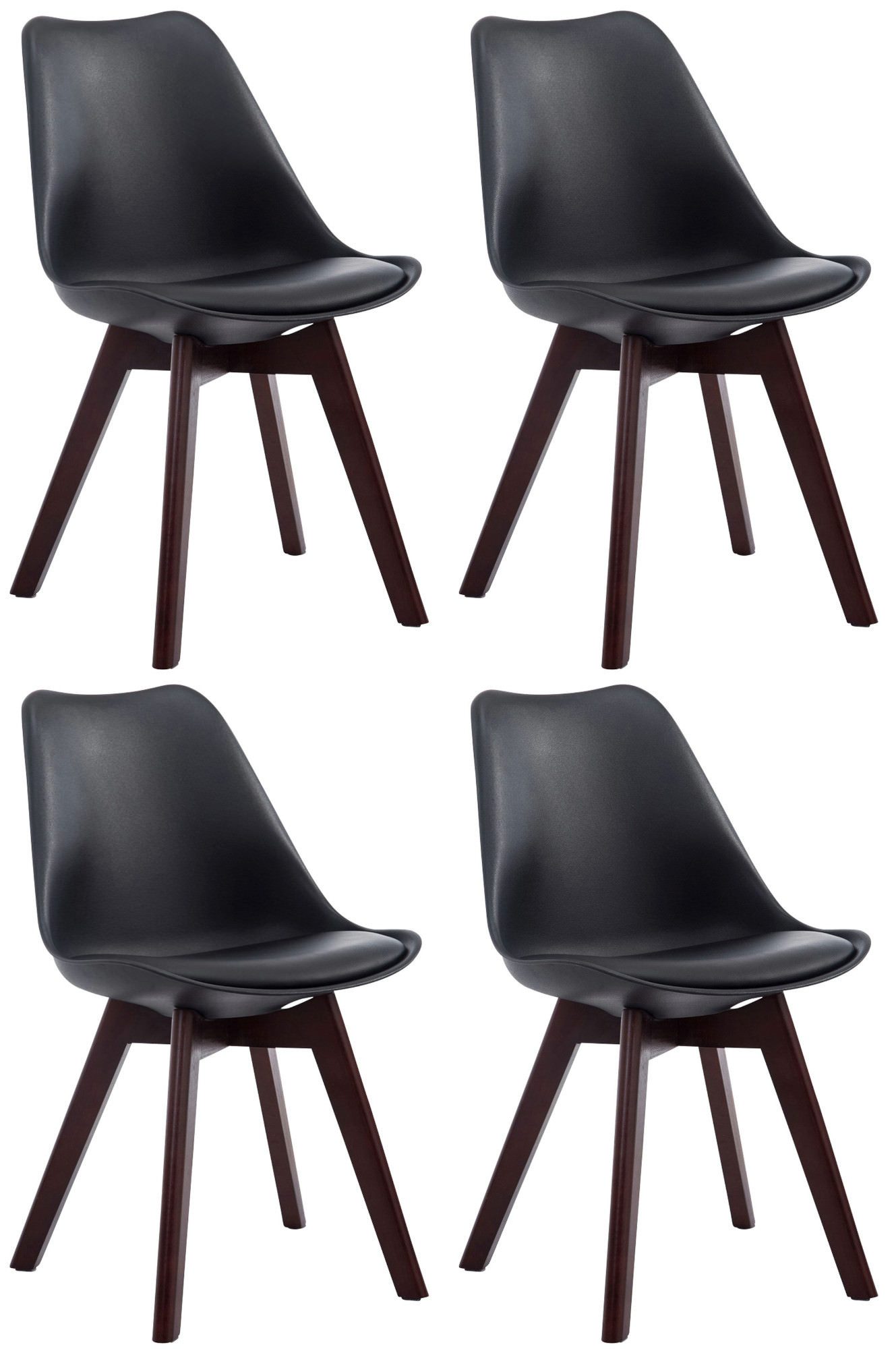 TPFLiving Besucherstuhl Bornova Two (Pflegeleichte Oberflächen & robuste Materialien, 4 St), Maße (TxBxH): 55 x 48 x 84cm - Farbe: schwarz