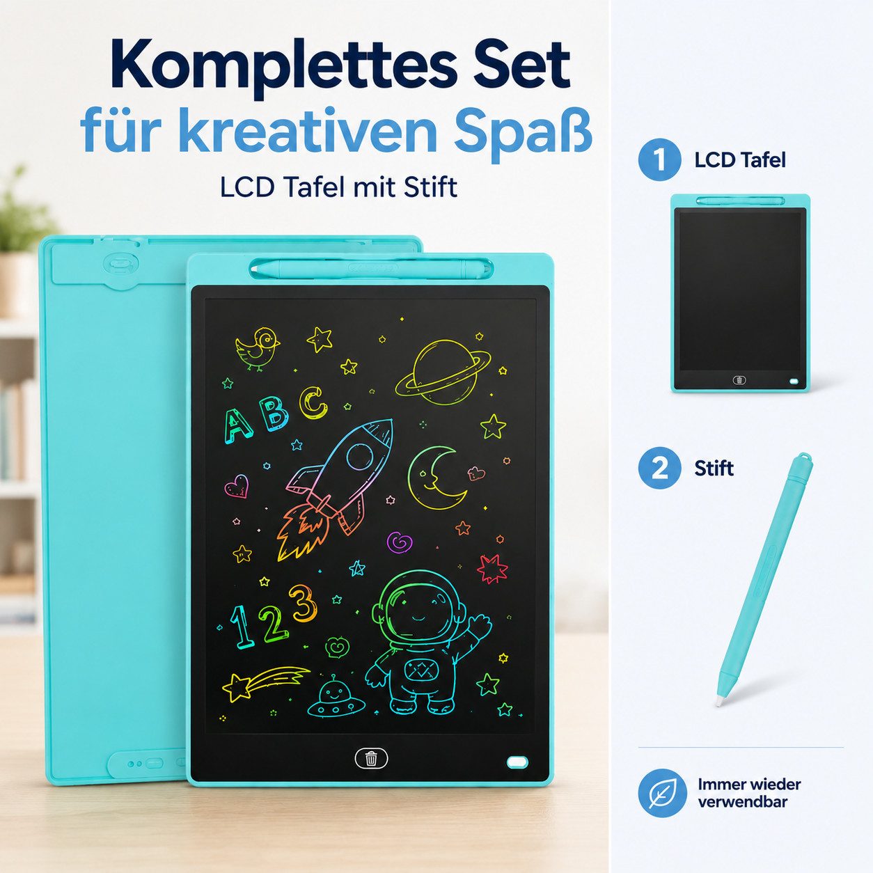 XEOOCE Zaubertafel LCD Schreibtafel Kinder 10 Zoll Zeichentablett Wiederverwendbar – Bild 5 von 5