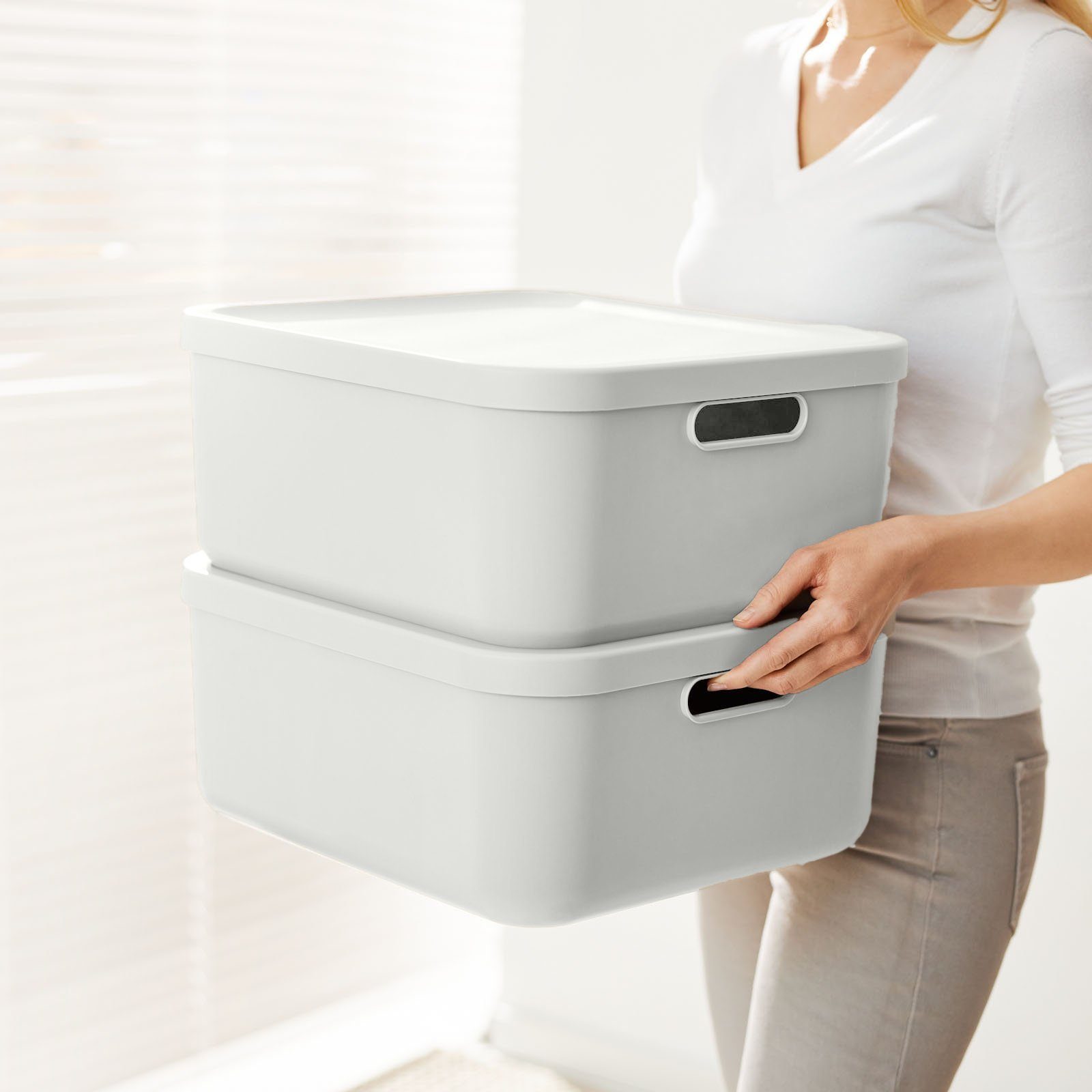 ROTHO Aufbewahrungsbox Albula Light 2er-Set Aufbewahrungskiste 20l (Aufbewa günstig online kaufen