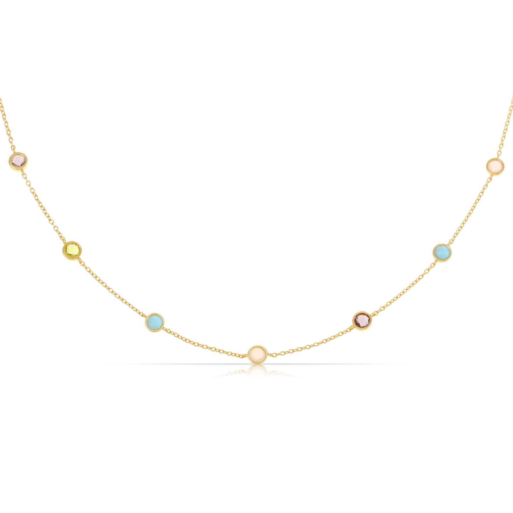 Made by Nami Silberkette Damen Gold mit bunten Edelsteinen aus Sterling Sil günstig online kaufen