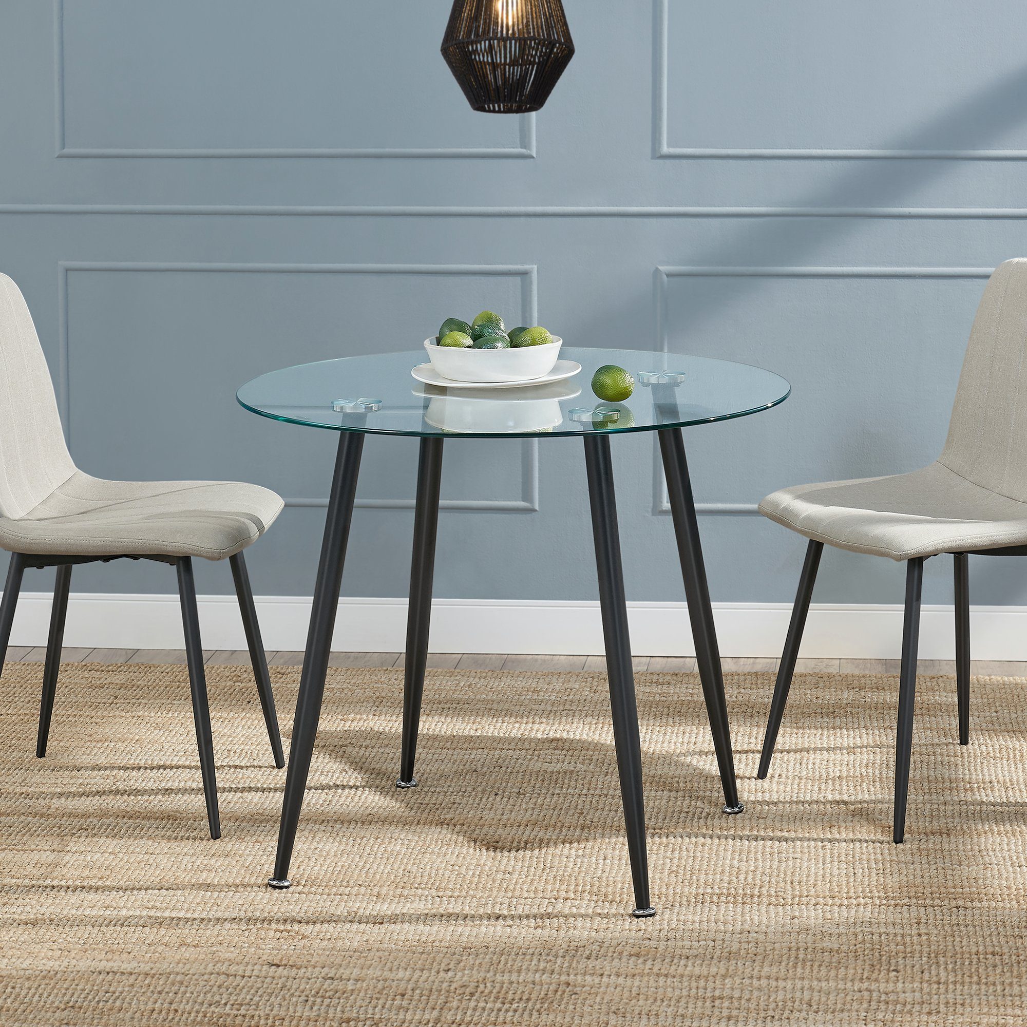 en.casa Esstisch, »Humppila« Glastisch 80 x 75 cm Schwarz günstig online kaufen