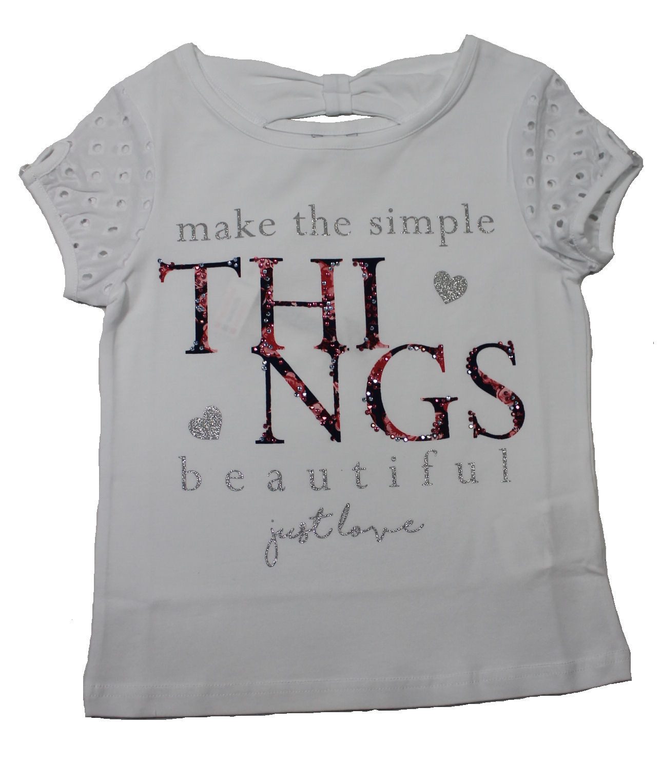 T-Shirt Sarabanda Mädchen T-Shirt mit Silberdruck und Strass
