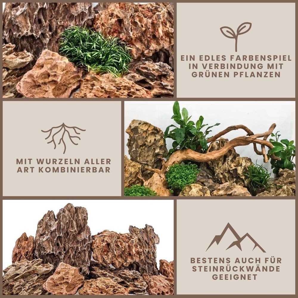 Aquaone Aquarium Aquarium Natursteine Drachensteine 5kg Mix Größe S bis L
