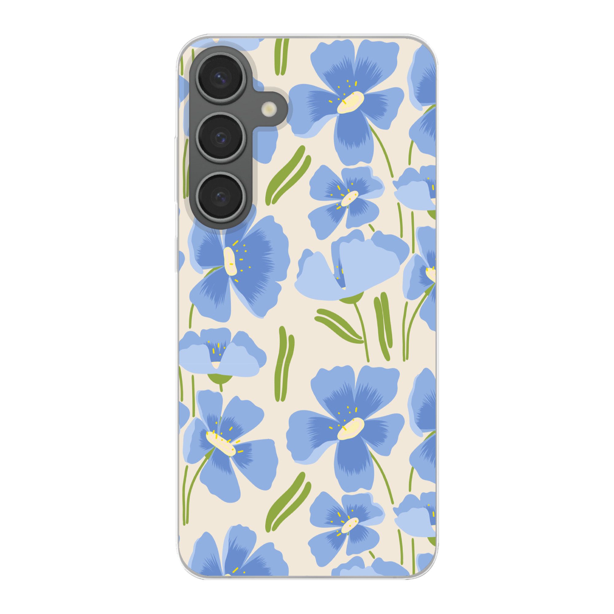 Handyhülle für Samsung Galaxy S24 Plus Blume - Blau - Muster