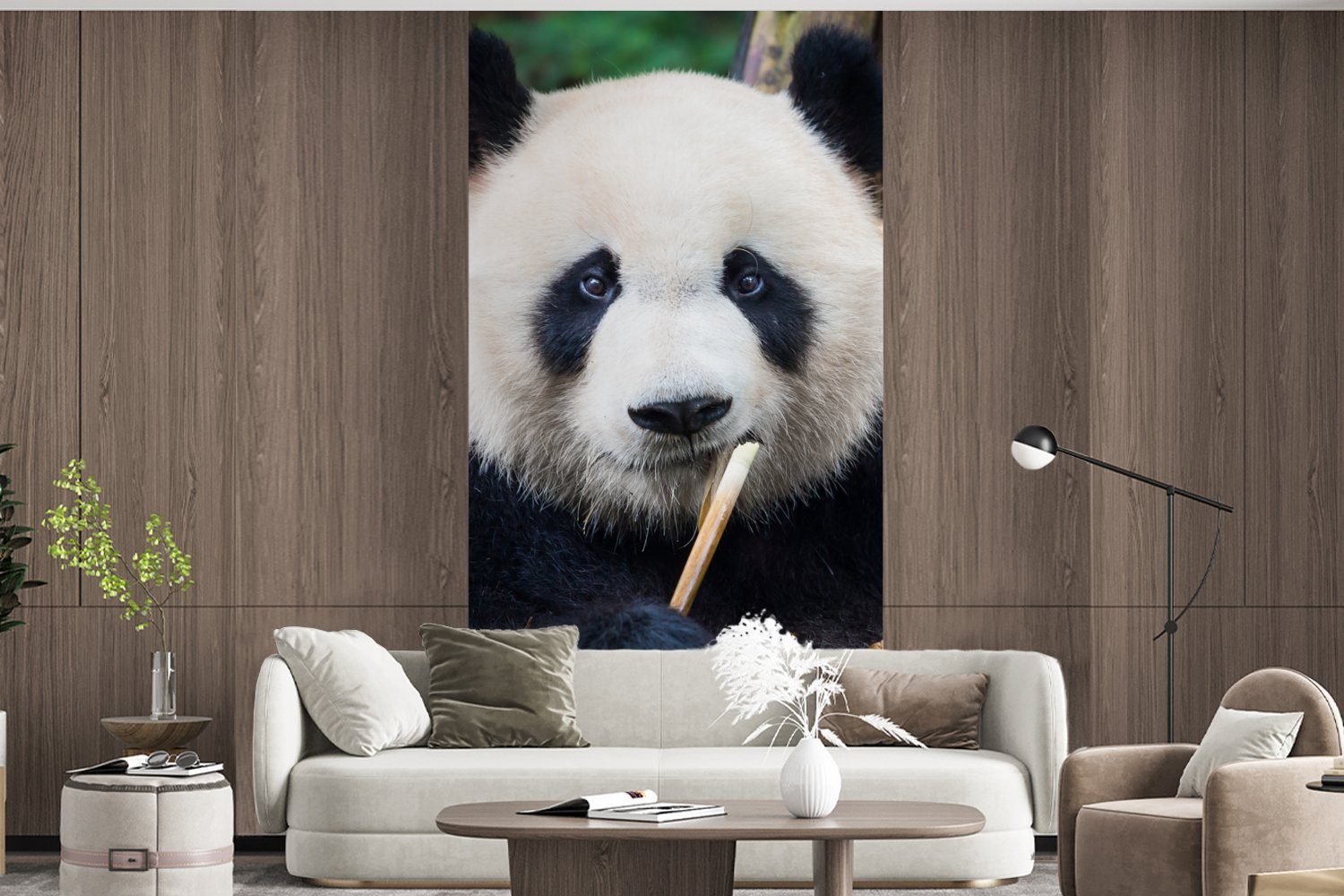 MuchoWow Fototapete Panda - für St), Natur, Bambus Vliestapete Fototapete - Matt, bedruckt, Küche, Schlafzimmer Wohnzimmer (2