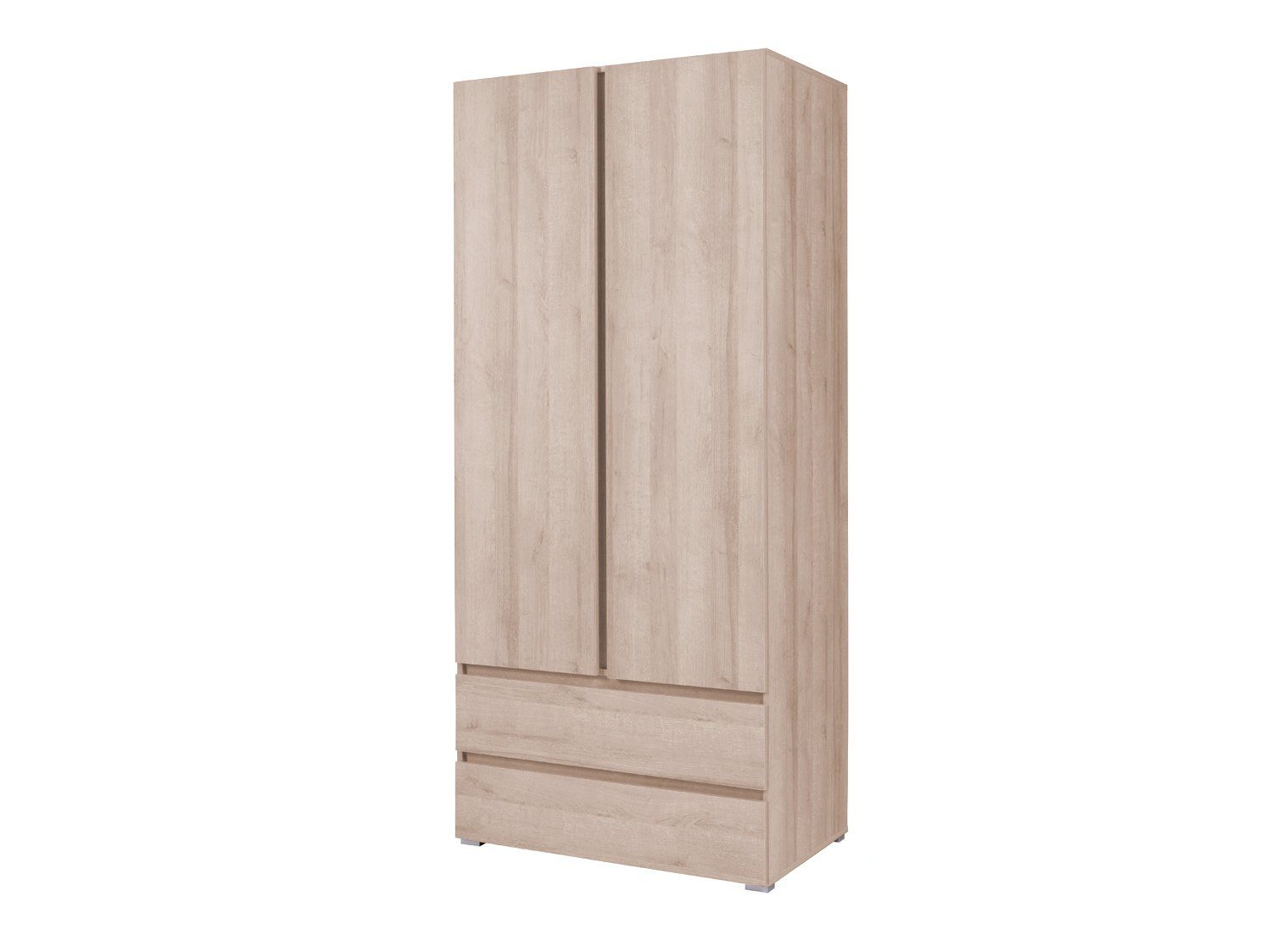 MOEBLO Kleiderschrank MOON M02 (Drehttüren Moderne Wohnzimmer Möbel, Kleiderschrank mit 2 Türen und 2 Schubkästen) - (BxHxT): 92x204x51 cm