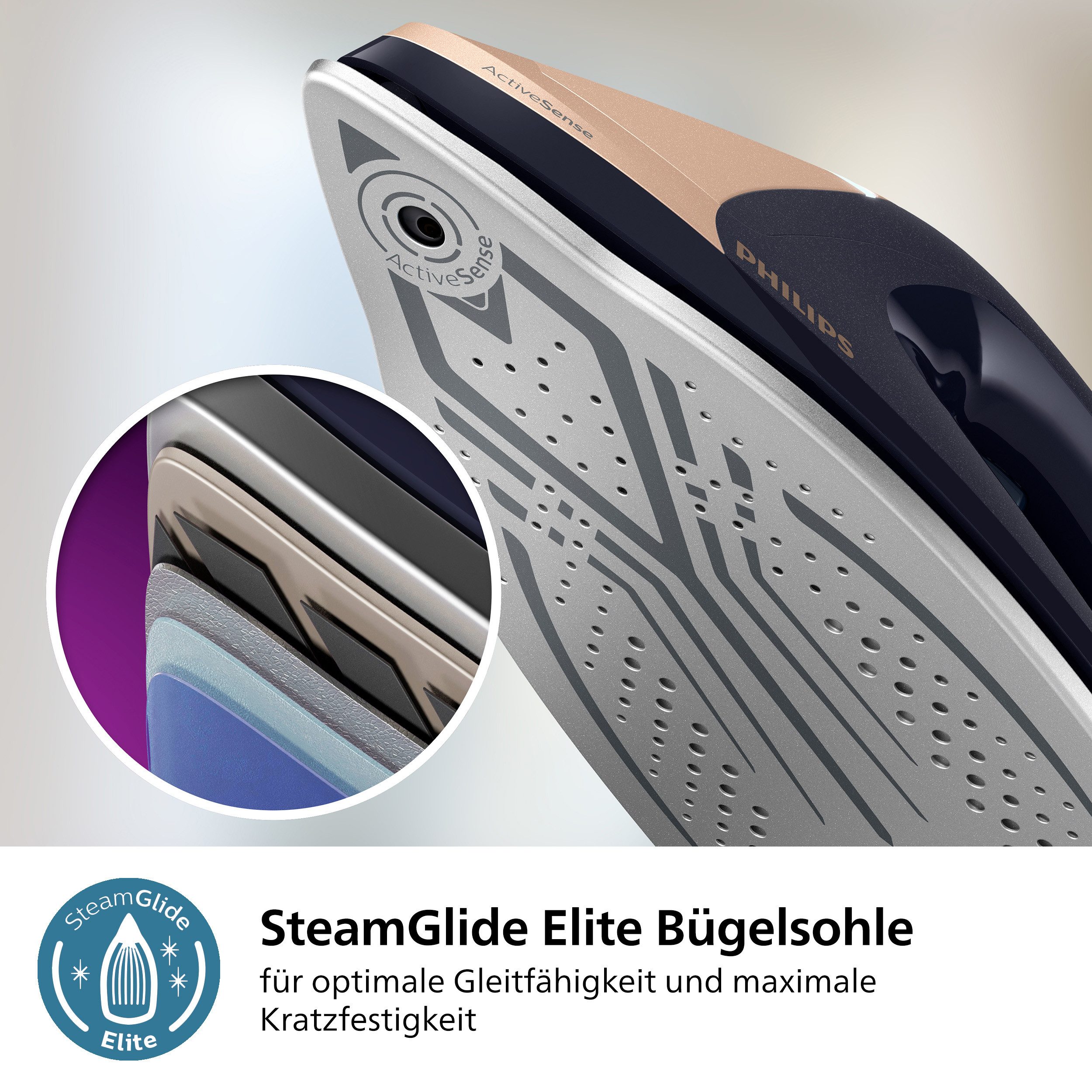 Philips Dampfbügelstation PSG9030/20 PerfectCare 9000 Series, 1800 ml Wassertank, ActiveSense Technologie, SteamGlide Elite Bügelsohle, 720 gr Dampfstoß – Bild 5 von 5
