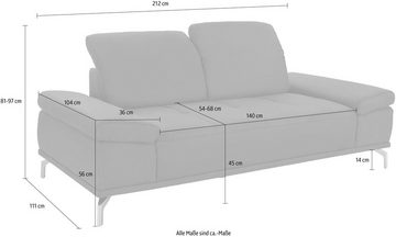 Places of Style 3-Sitzer Caluna, mit Sitztiefen- und Kopfteilverstellung