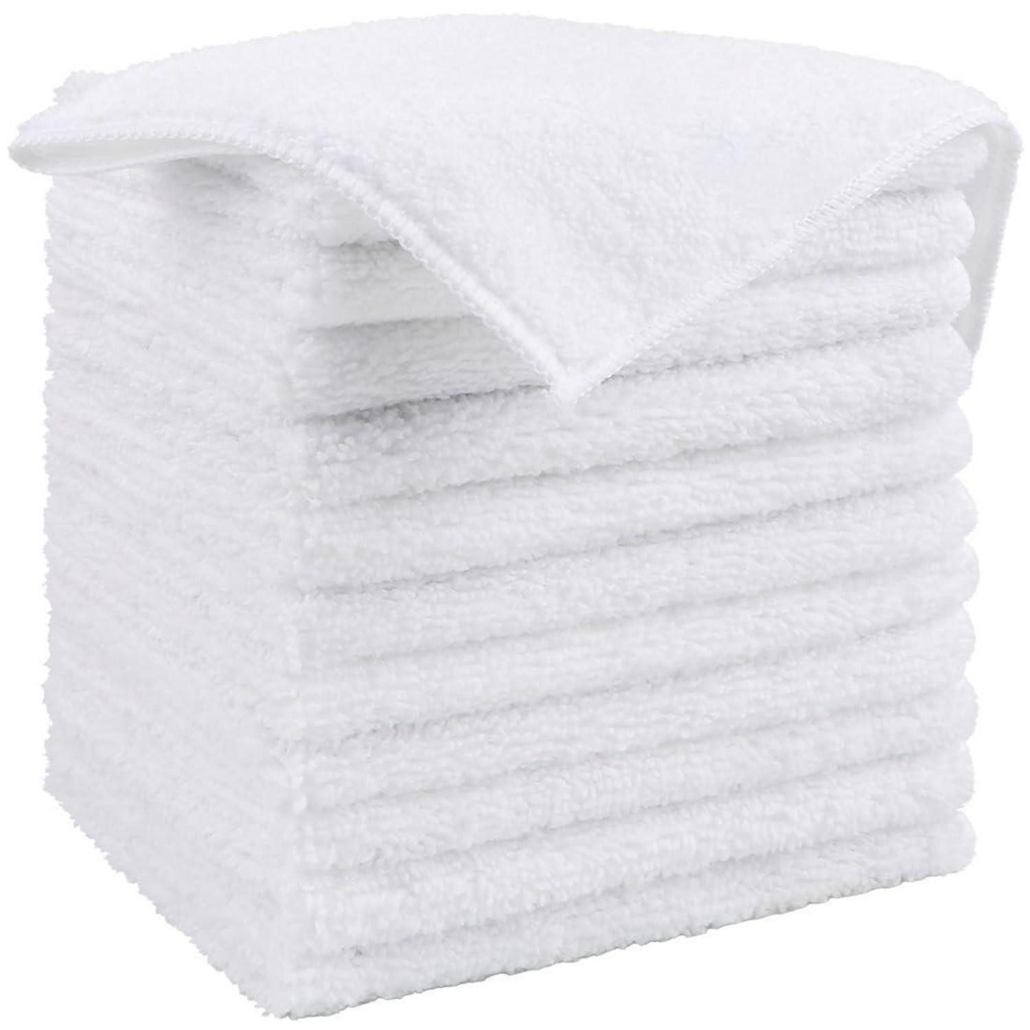 LuxusKollektion Mikrofasertücher Auto Fenster Küche 30x30cm 12 Stück Weiß Mikrofasertuch