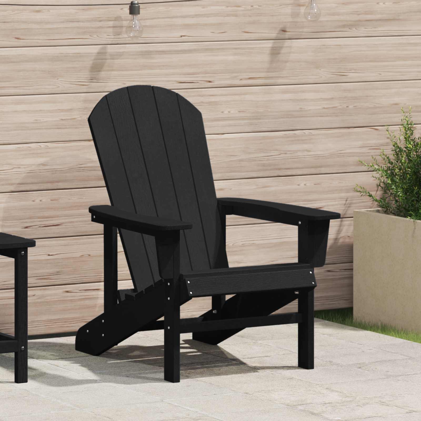 vidaXL Gartenstuhl Adirondack-Stuhl Schwarz HDPE (1 St)
