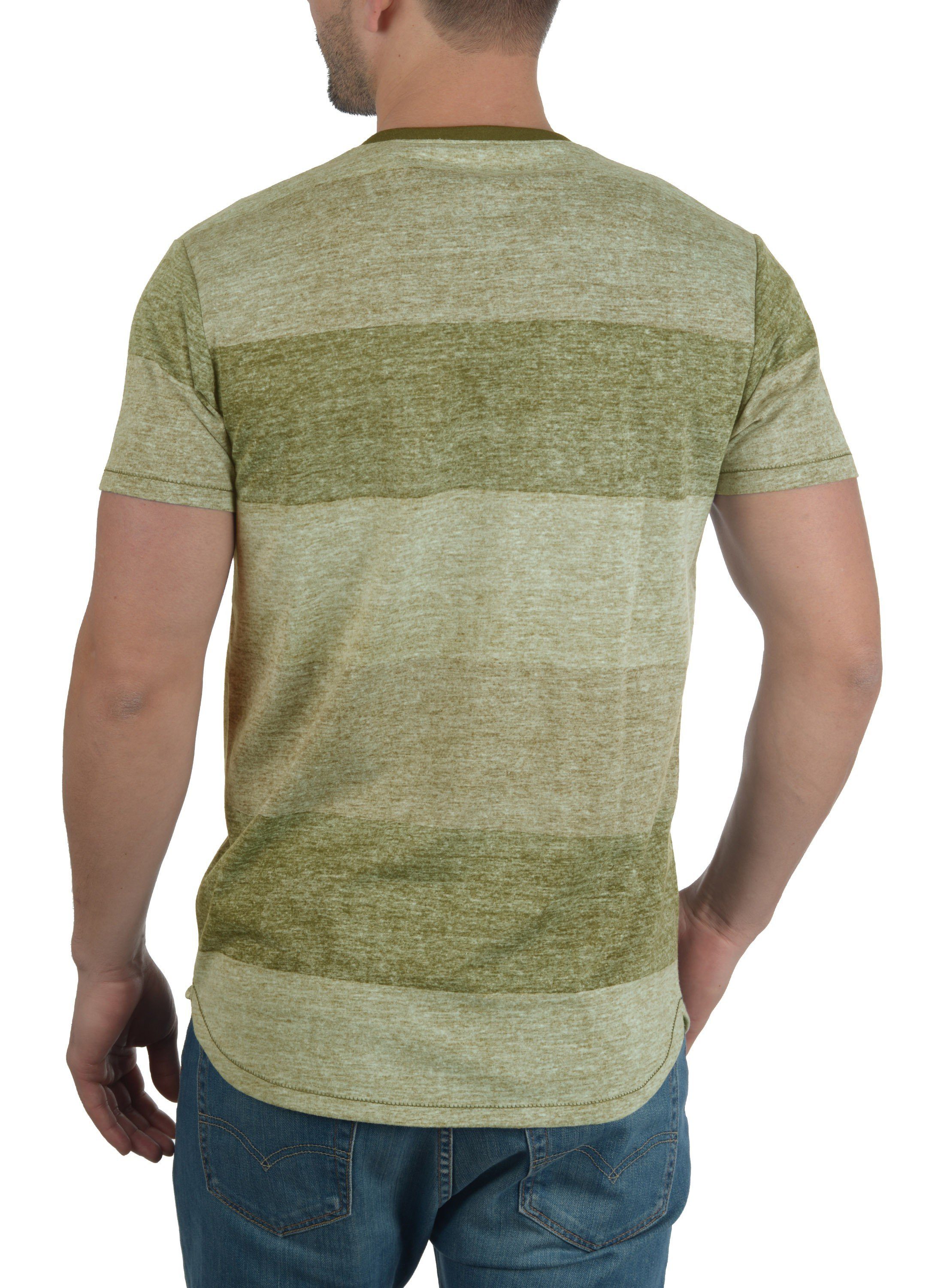 Bag SDTeine !Solid Rundhalsshirt (3590) Green Streifen mit Duffel Kurzarmshirt