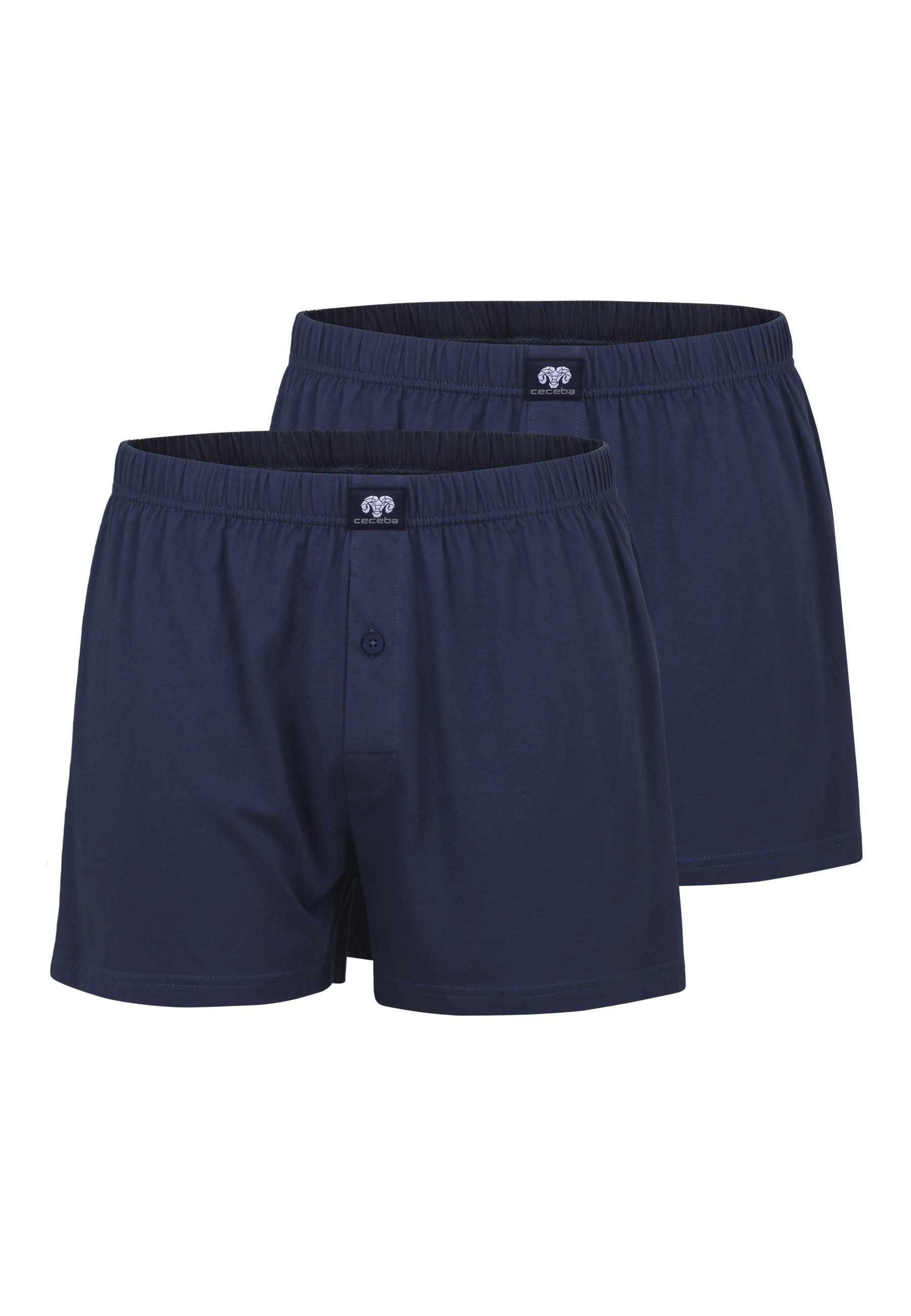 Boxershorts CECEBA Herren Boxershort blau uni 2er Pack