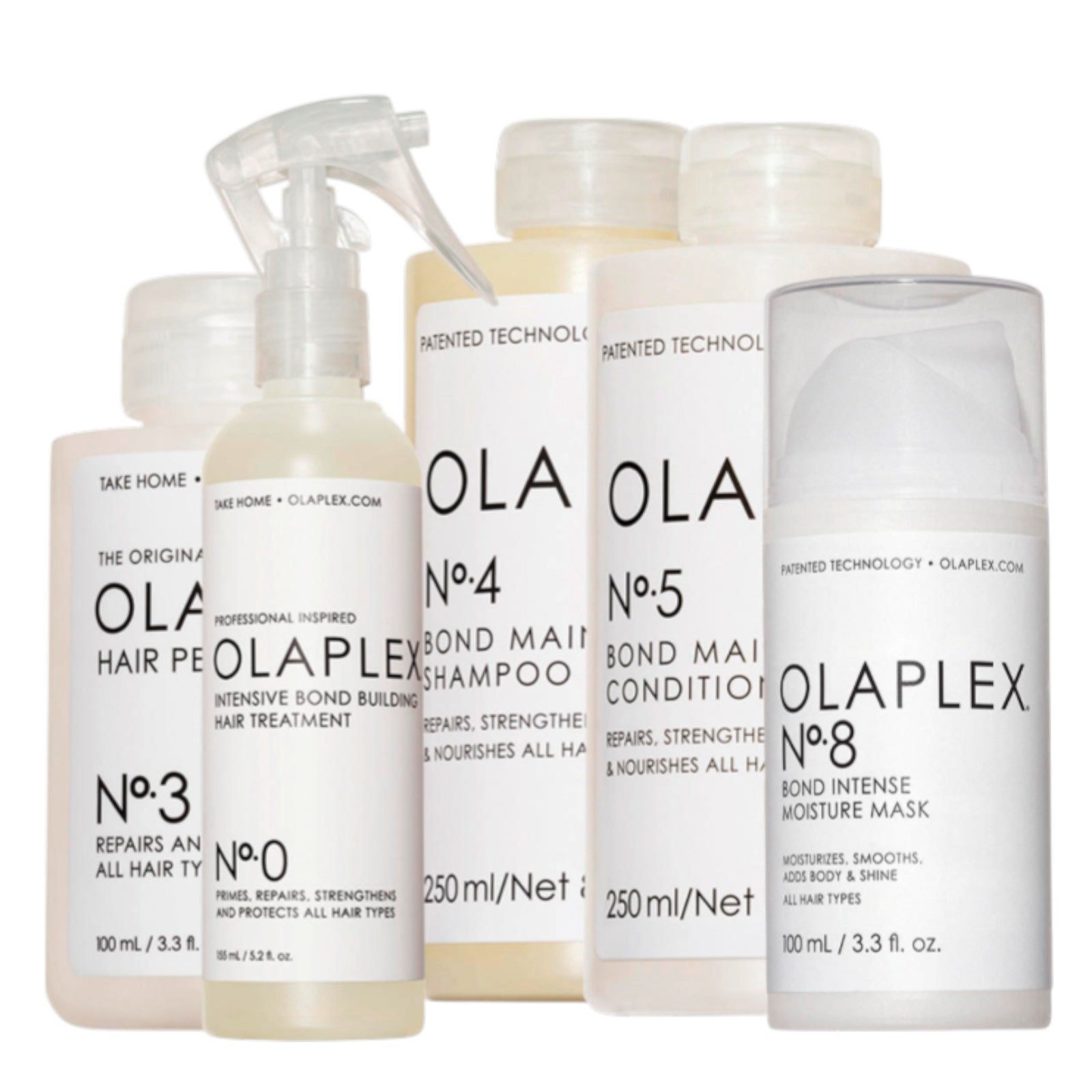 Olaplex Уход за волосами-Set Premium Pflegeset No. 0 + No. 3 + No. 4 + No. 5 + No. 8, 5-tlg.