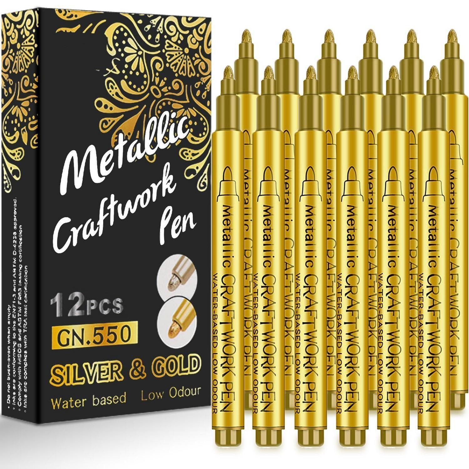 LuxusKollektion Permanentmarker Acrylstifte Gold 2mm wasserfest Stein Holz Glas