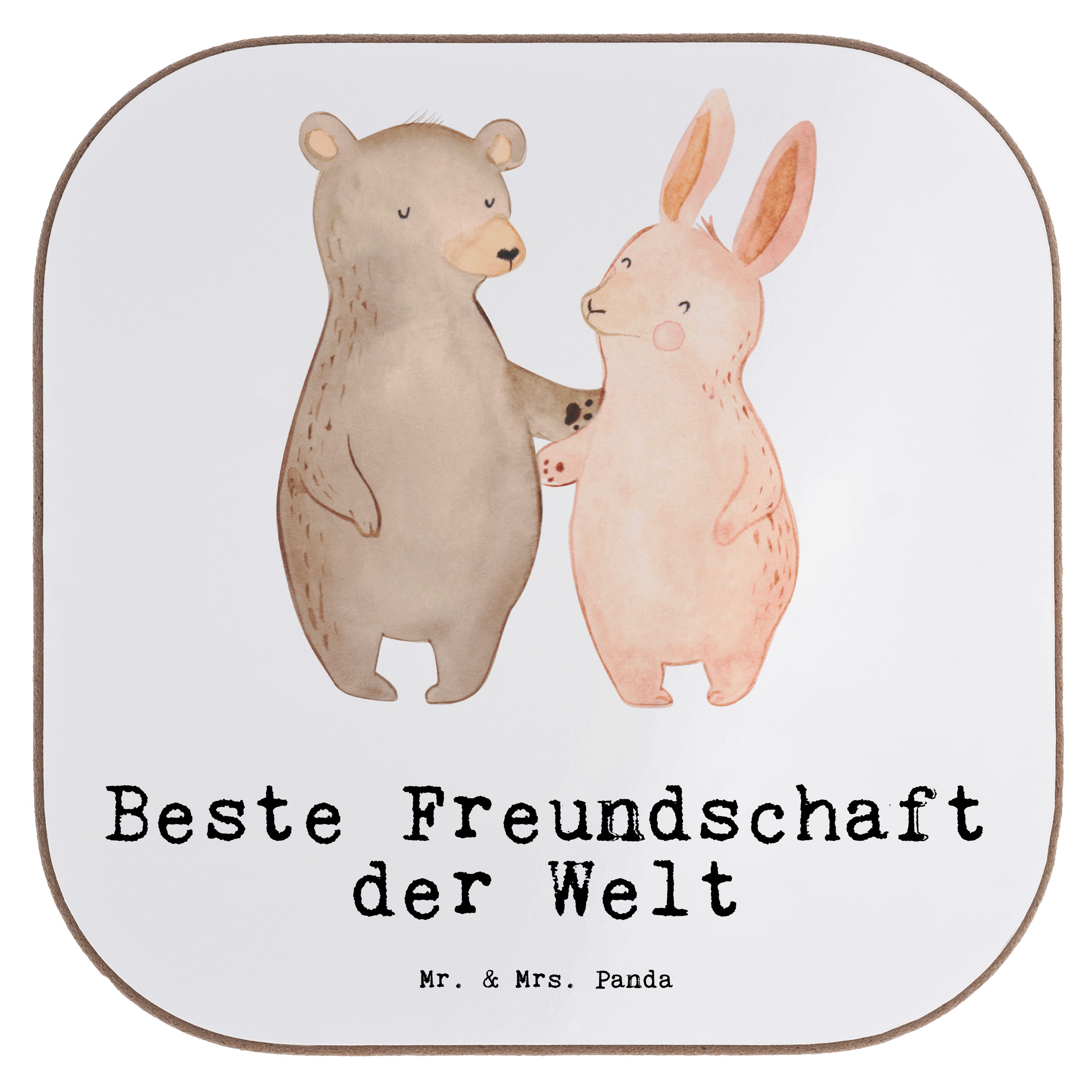 Mr. & Mrs. Panda Getränkeuntersetzer Hase Beste Freundschaft der Welt - Weiß - Geschenk, Untersetzer Gläse, 1-tlg.