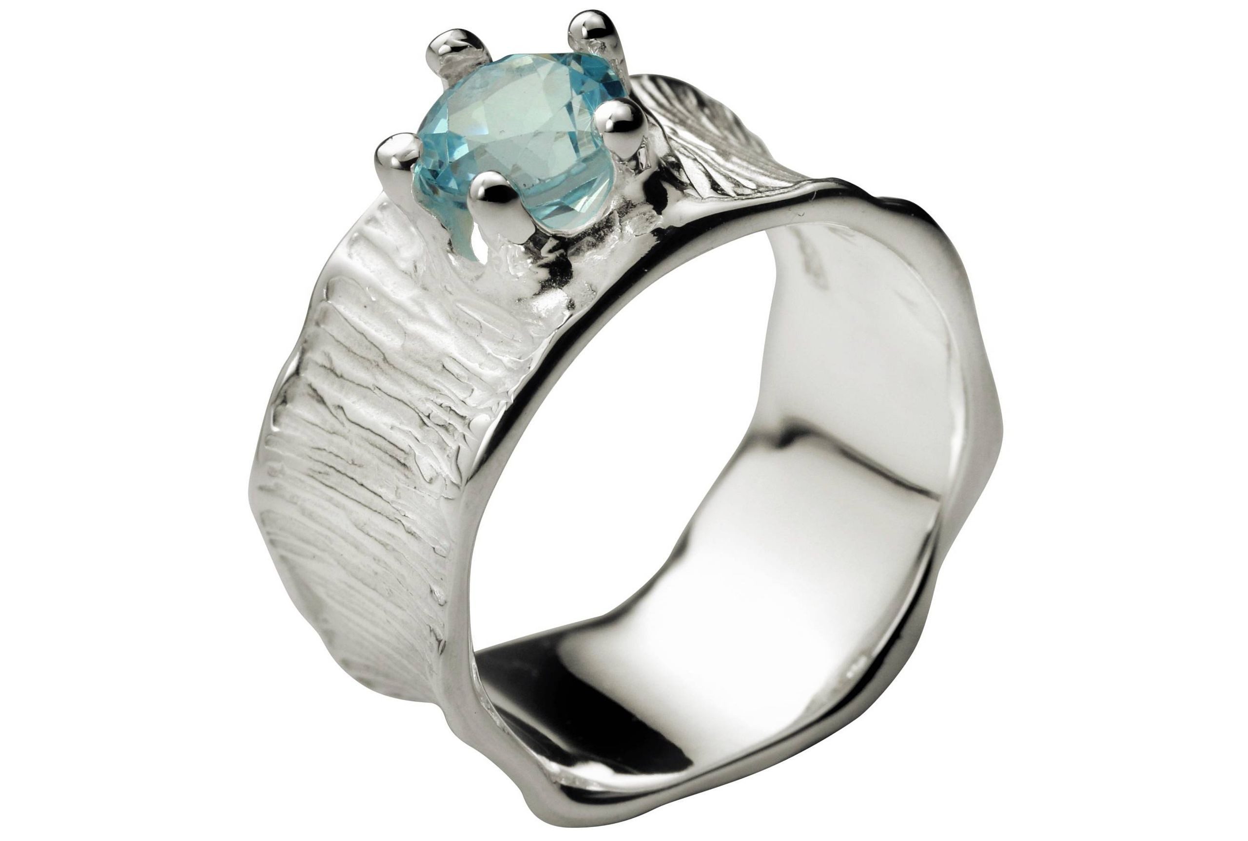 SILBERMOOS Silberring Eleganter Blautopas Ring, 925 Sterling Silber