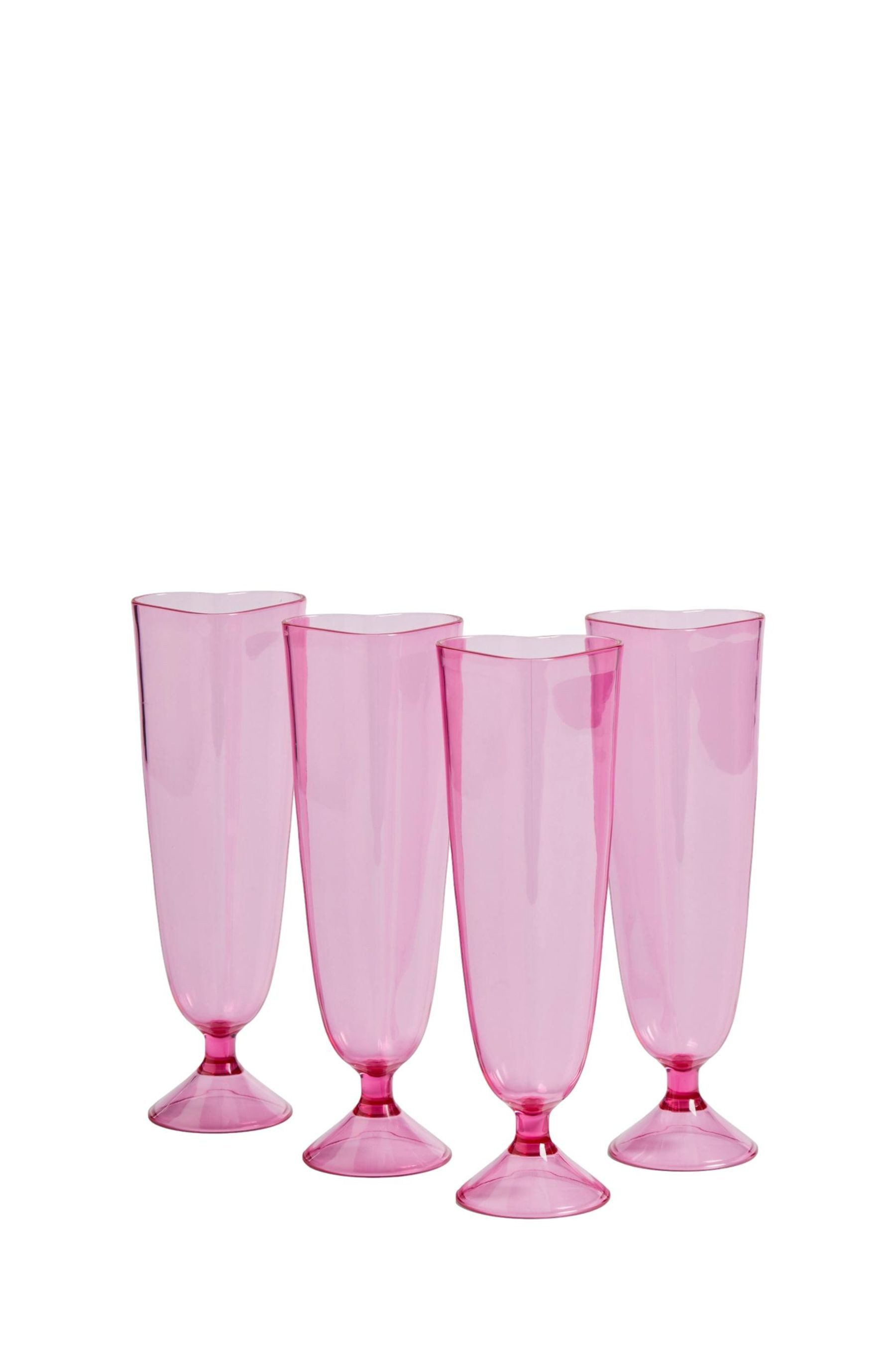 Sektglas Set mit 4 Picknickgläsern aus Polyacryl mit Herz