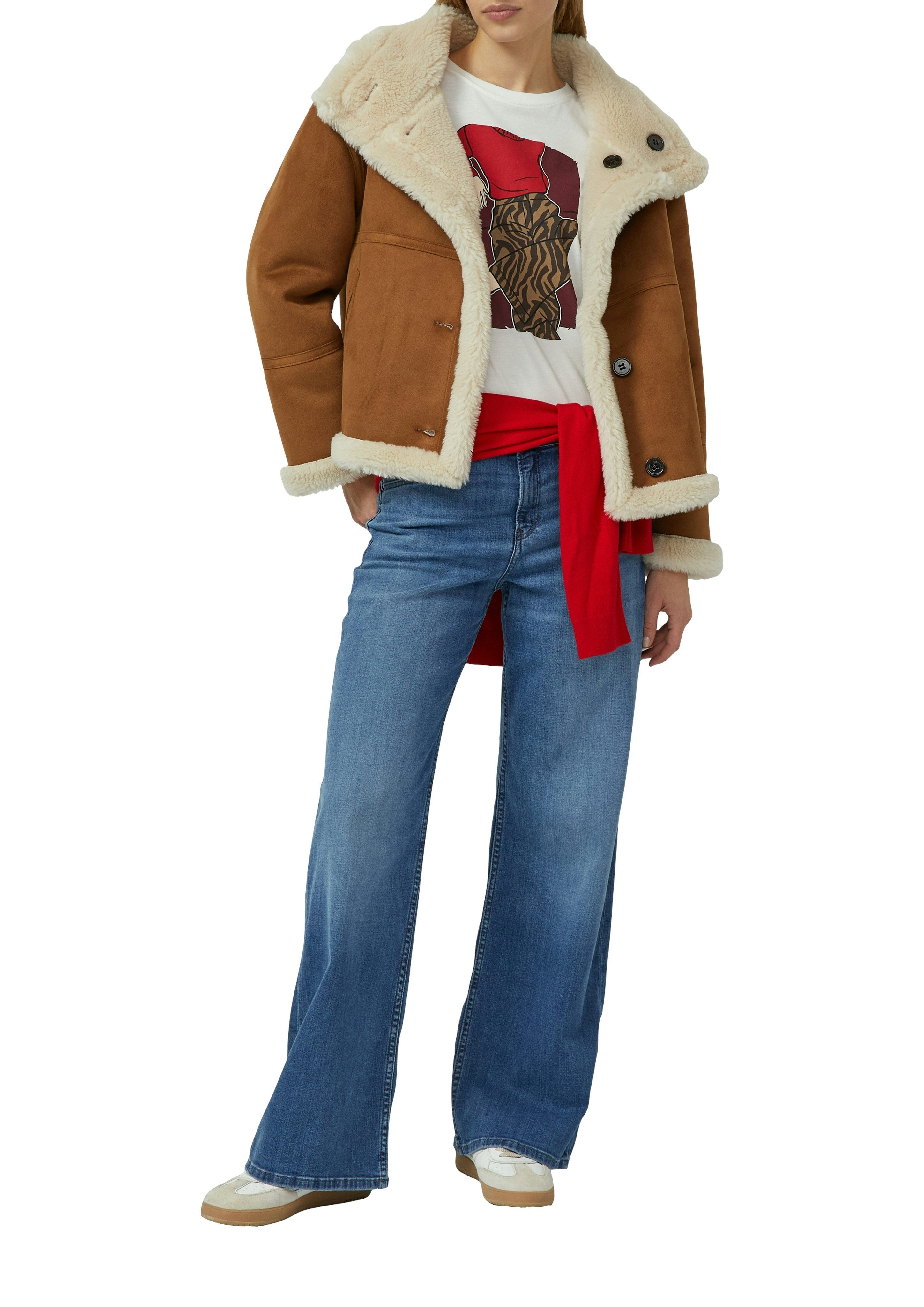 s.Oliver Langarmshirt mit Print und Schmucksteinen – Bild 3 von 4