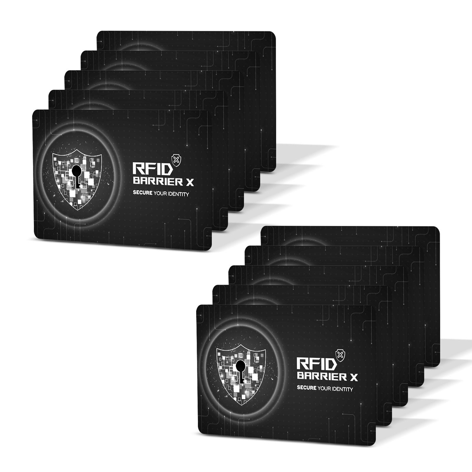 Tec-Expert Geldbörse RFID BARRIER X 10x NFC Scan Block Schutzkarten Geldbörse Geldbeutel (10-tlg., Set aus 10x RFID / NFC Block Card), RFID Blocker Karte, NFC Block Card