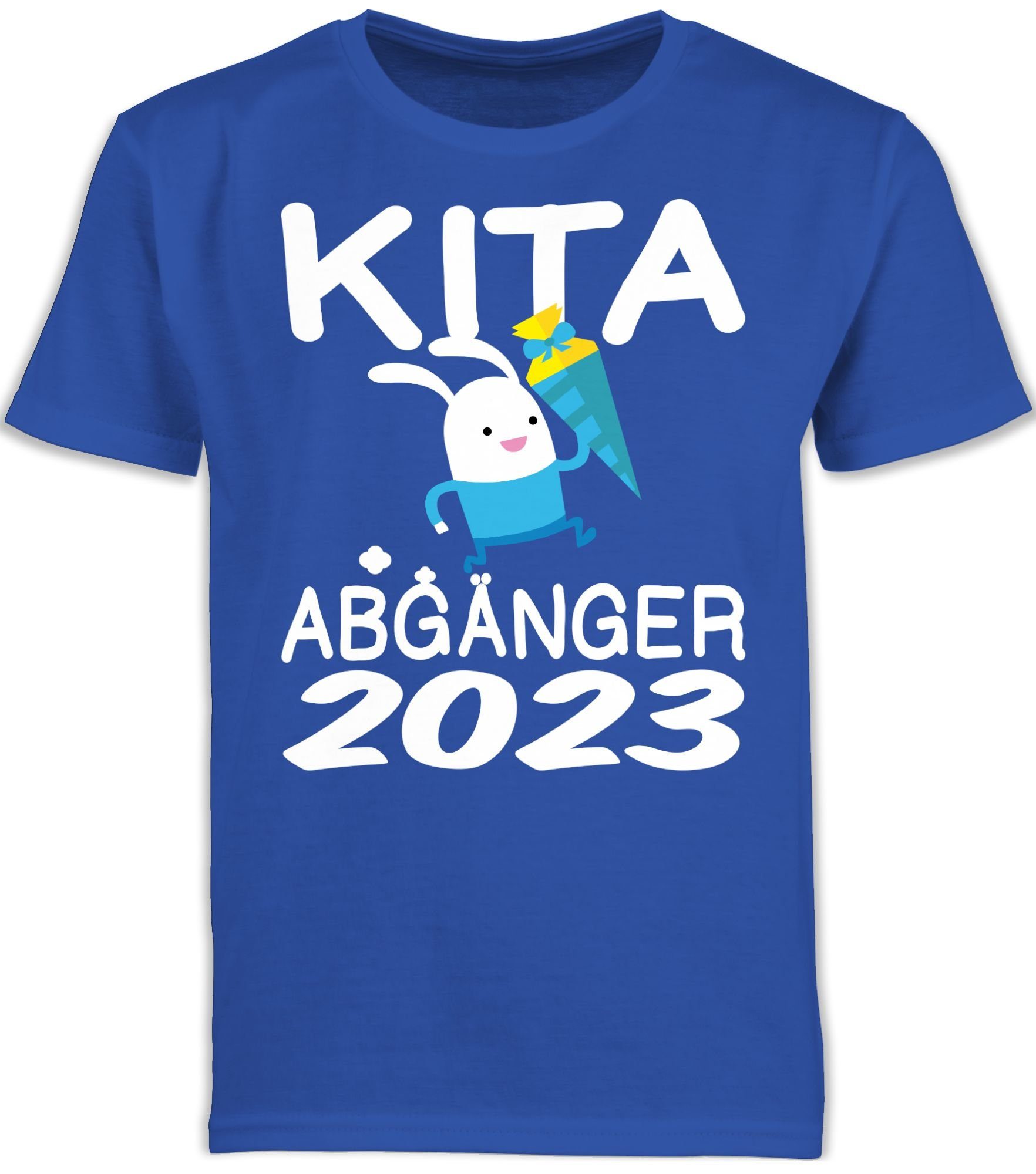 Shirtracer T-Shirt Kita Abgänger 2023 rennender Hase mit Schultüte Einschulung Junge Schulanfang Geschenke 2 Royalblau