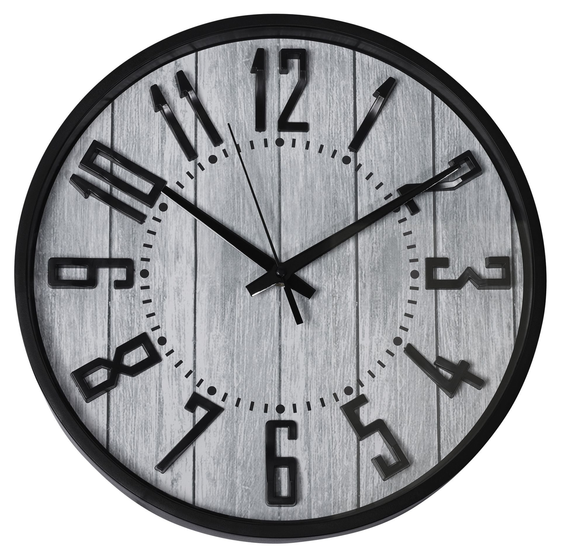 Hermann Jäckle Wanduhr 3205B Holzoptik grau schwarz 30,5 cm