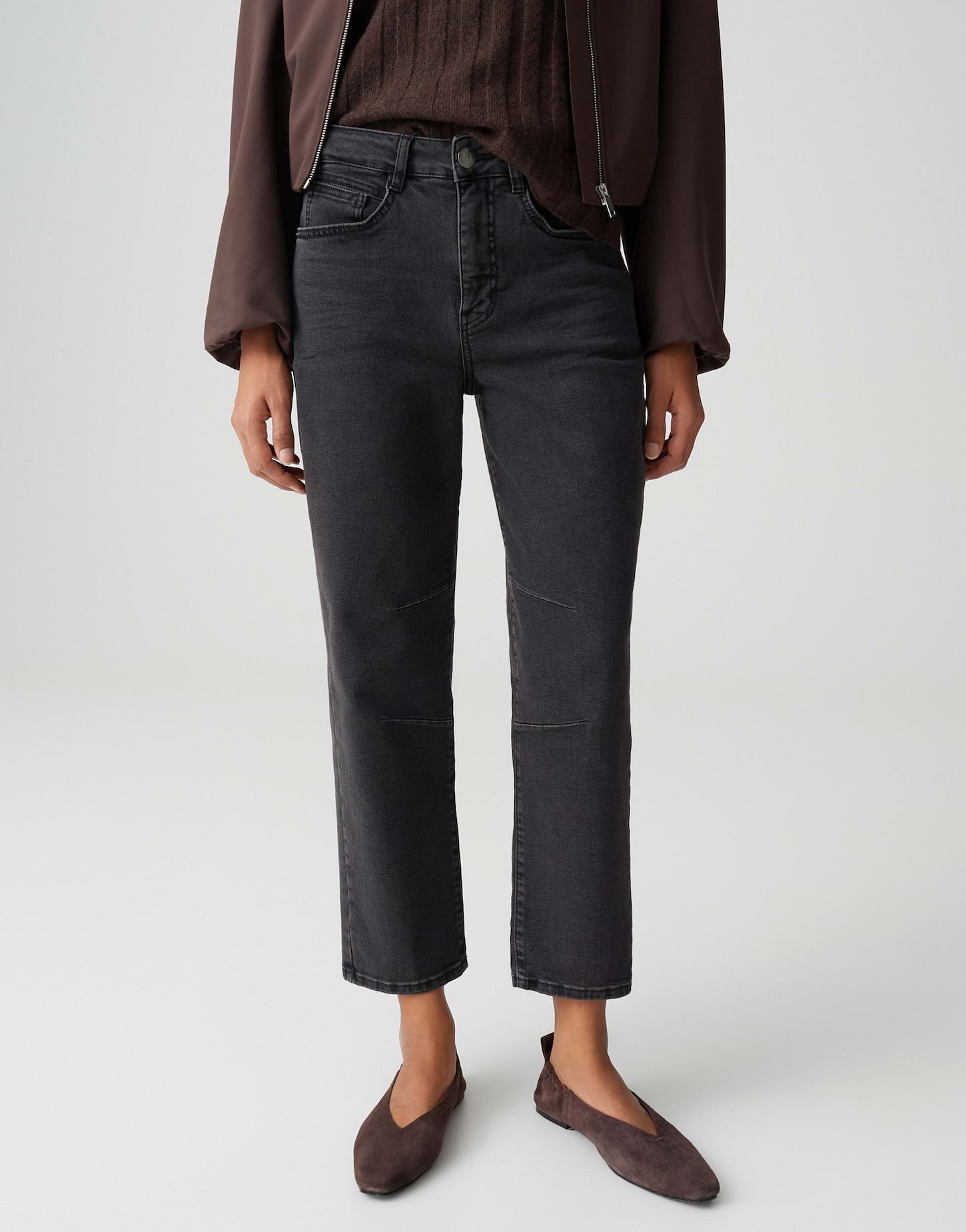 OPUS Relax-fit-Jeans LISSIE CITY aus nachhaltigem BCI Cotton Mix Tapered Fit, Cropped, leichte Used-Effekte