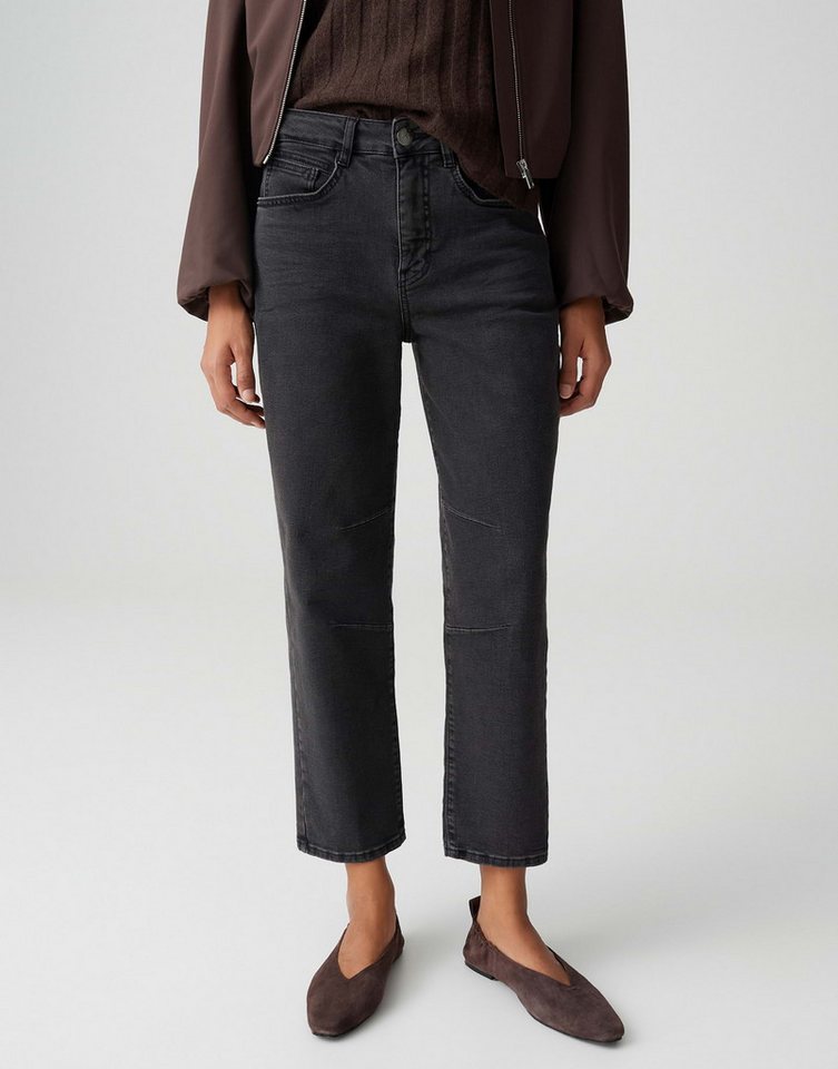 OPUS Relax-fit-Jeans LISSIE CITY aus nachhaltigem BCI Cotton Mix Tapered Fit, Cropped, leichte Used-Effekte