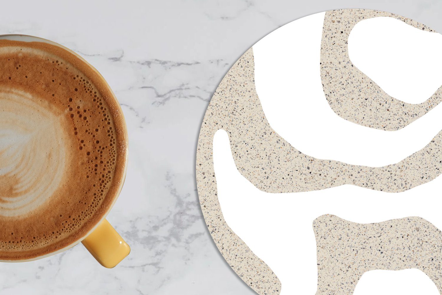 Becher Tassenuntersetzer, Design Glasuntersetzer - für Getränkeuntersetzer, - Tasse, - Gläser, Terrazzo Beige, Korkuntersetzer, 6-tlg., MuchoWow Abstrakt Zubehör