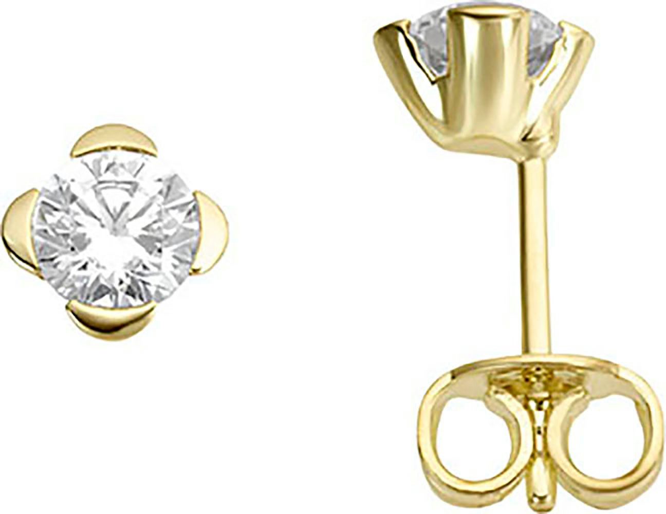Paar Ohrstecker Schmuck Geschenk Gold 333 Ohrschmuck Ohrringe Solitär Blume