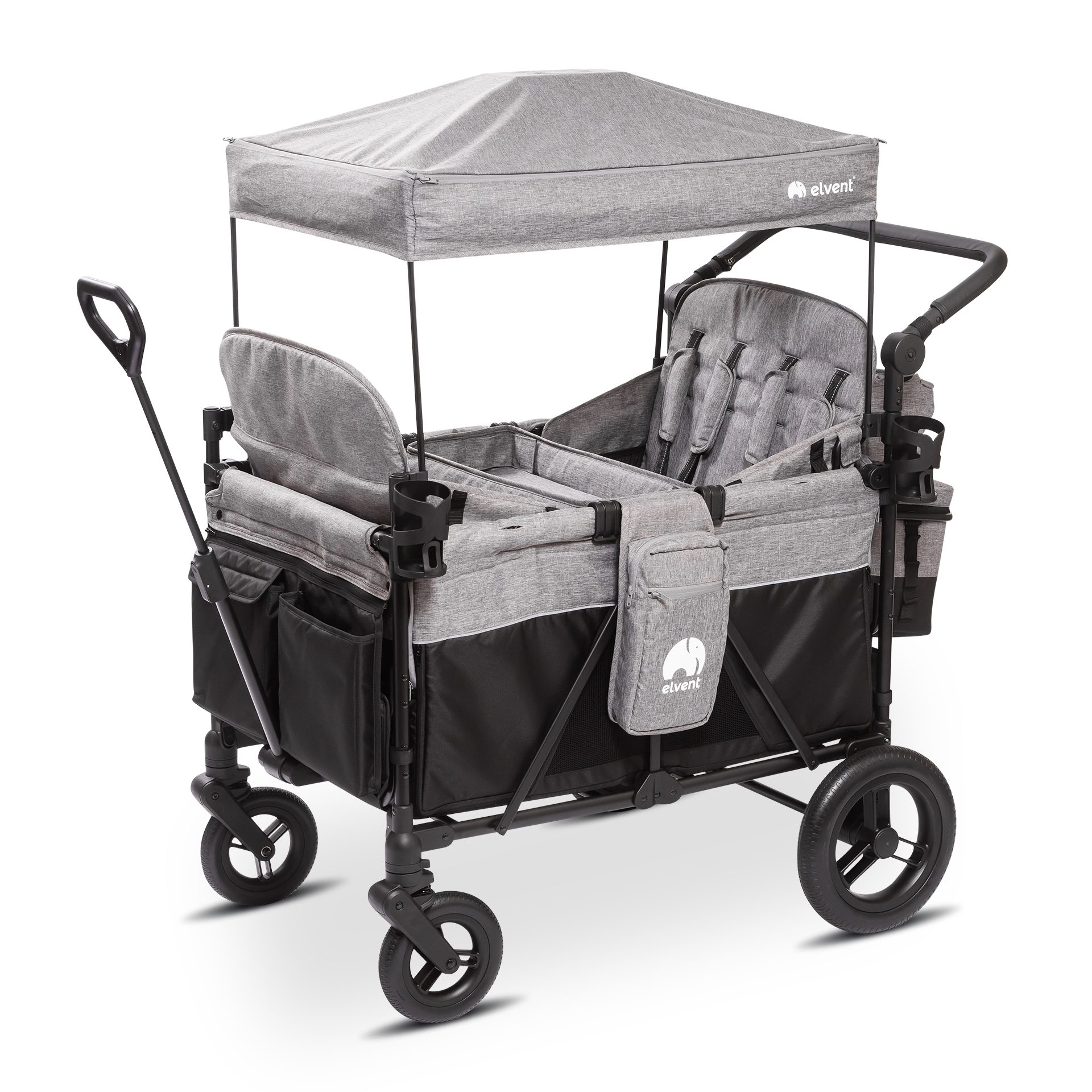 elvent Bollerwagen ComfortPlus 4, Kompakt faltbar, Für bis zu 4 Kinder, Ideal für Familien-Abenteuer