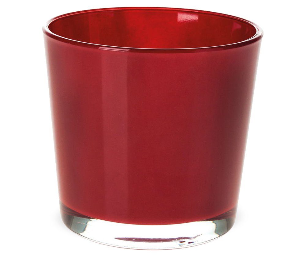 matches21 HOME & HOBBY Blumentopf Glastopf Teelichtglas rund Pflanzgefäß Übertopf rot 11,5 cm (1 St) | Pflanzkübel