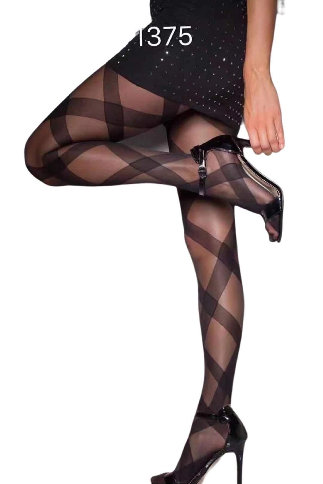 cofi1453 Feinstrumpfhose Damen Strumpfhose mit Muster Nero Frauen Hose Socken schwarz