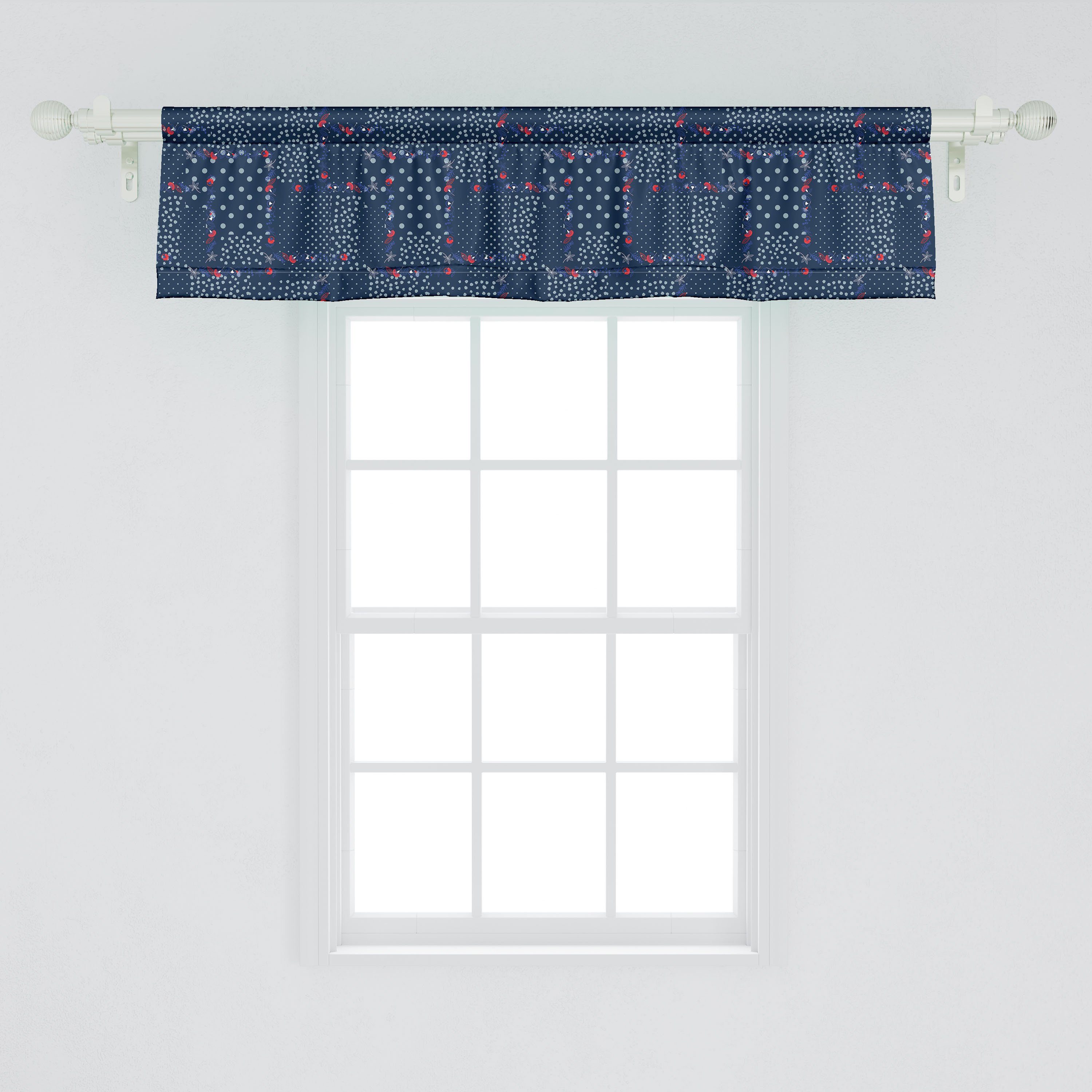 Scheibengardine Küche Abakuhaus, und Vorhang Stangentasche, Abstrakt Dots Rose-Blumen-Kunst Volant Dekor Microfaser, mit Schlafzimmer für