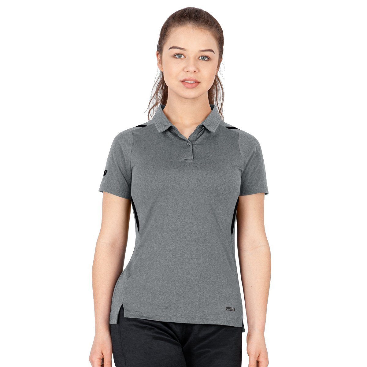 Jako Poloshirt Challenge (Polyester-Stretch-Jersey) steingrau/meliert Damen