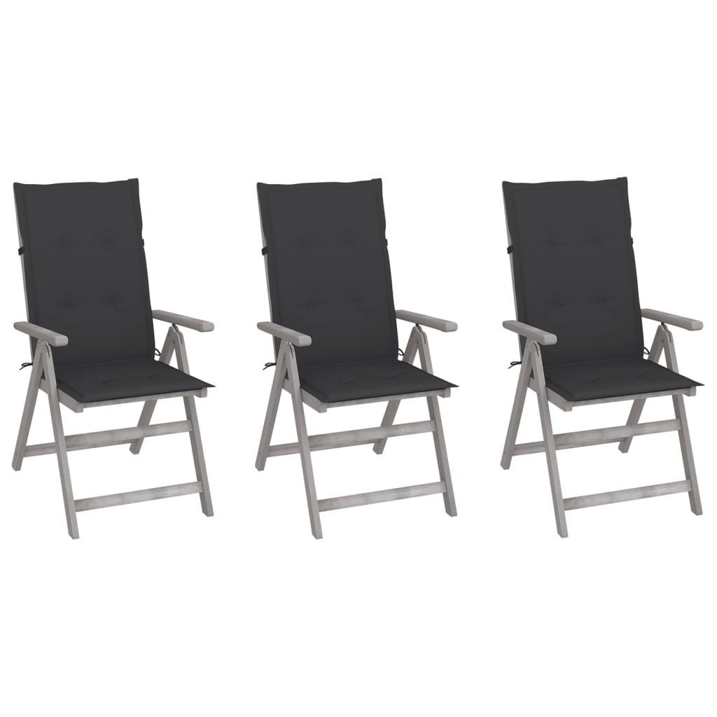furnicato Gartenstuhl Verstellbare Gartenstühle 3 mit Auflagen Stk. Akazie Massivholz