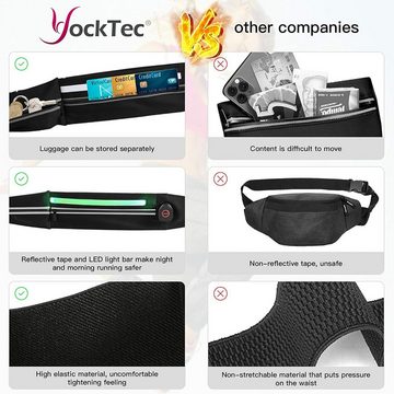 YockTec Laufgürtel RunSafe LED Laufgürtel: Reflektierende Fitness Bauchtasche (Laufgürtel-Set, 1x Laufgürtel mit LED-Streifen und Reflektor) wasserdicht, ultraleicht, verstellbarer Gurt, sichere Aufbewahrung