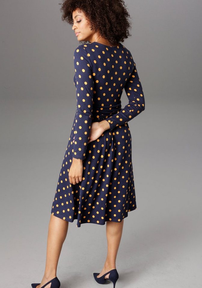 Aniston SELECTED Jerseykleid im zeitlosen Punkte-Design in blau